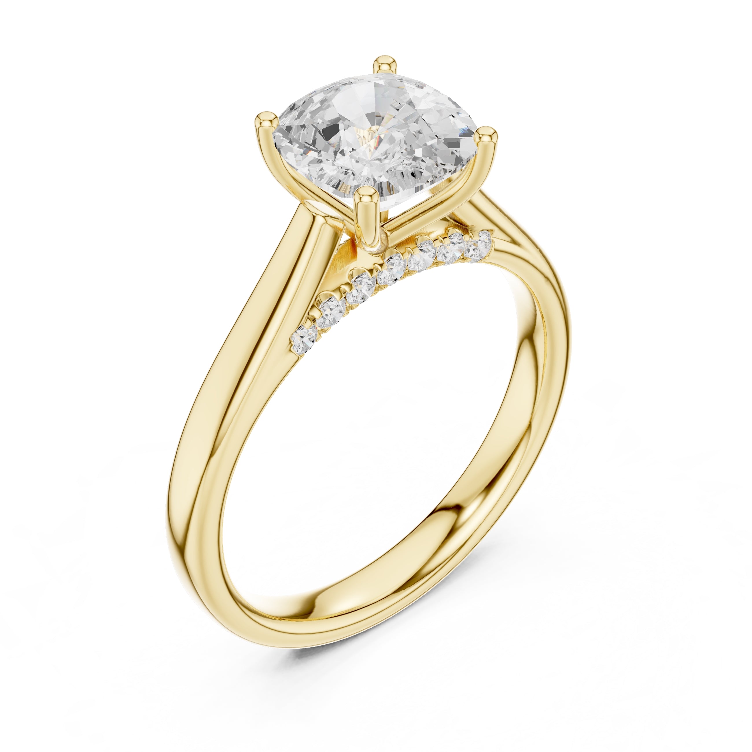 The Tapered Classic Solitaire 2ct Yellow Gold Cushion