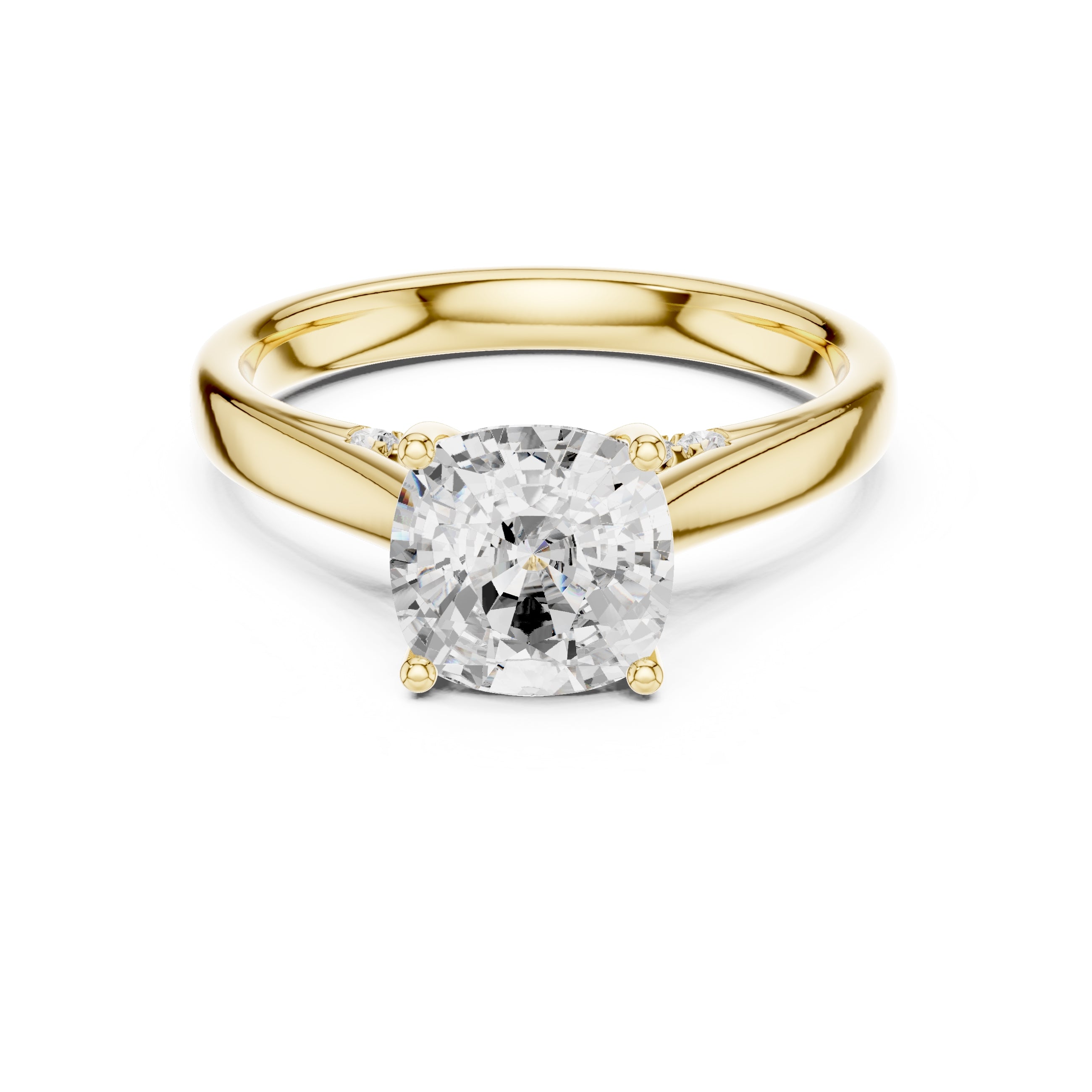 The Tapered Classic Solitaire 2ct Yellow Gold Cushion