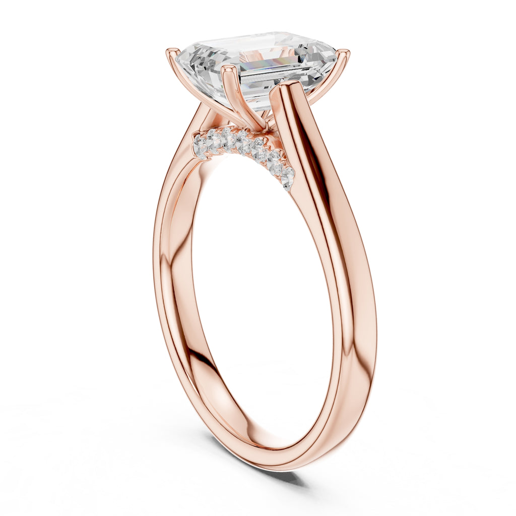 The Tapered Classic Solitaire 2ct Rose Gold Emerald