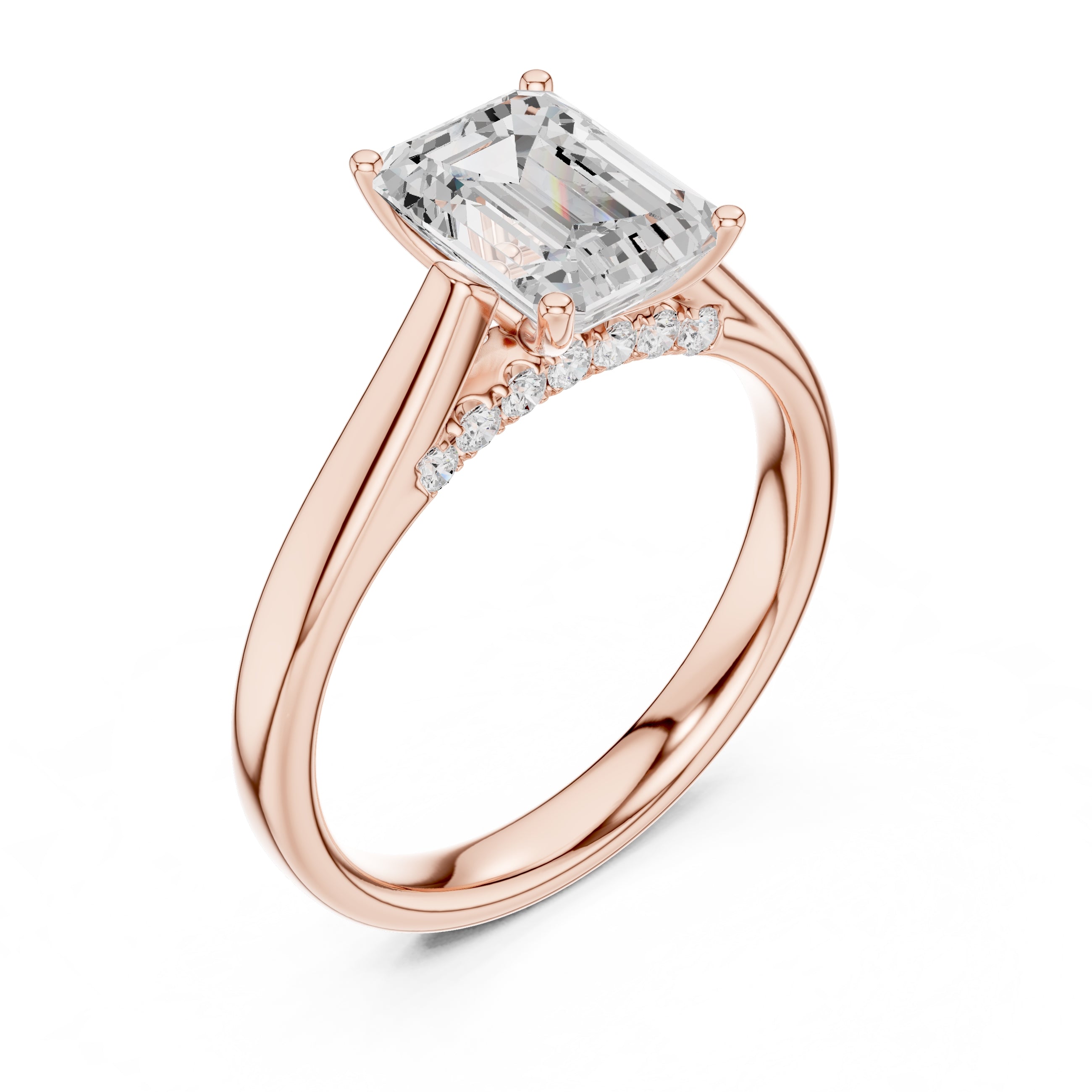 The Tapered Classic Solitaire 2ct Rose Gold Emerald