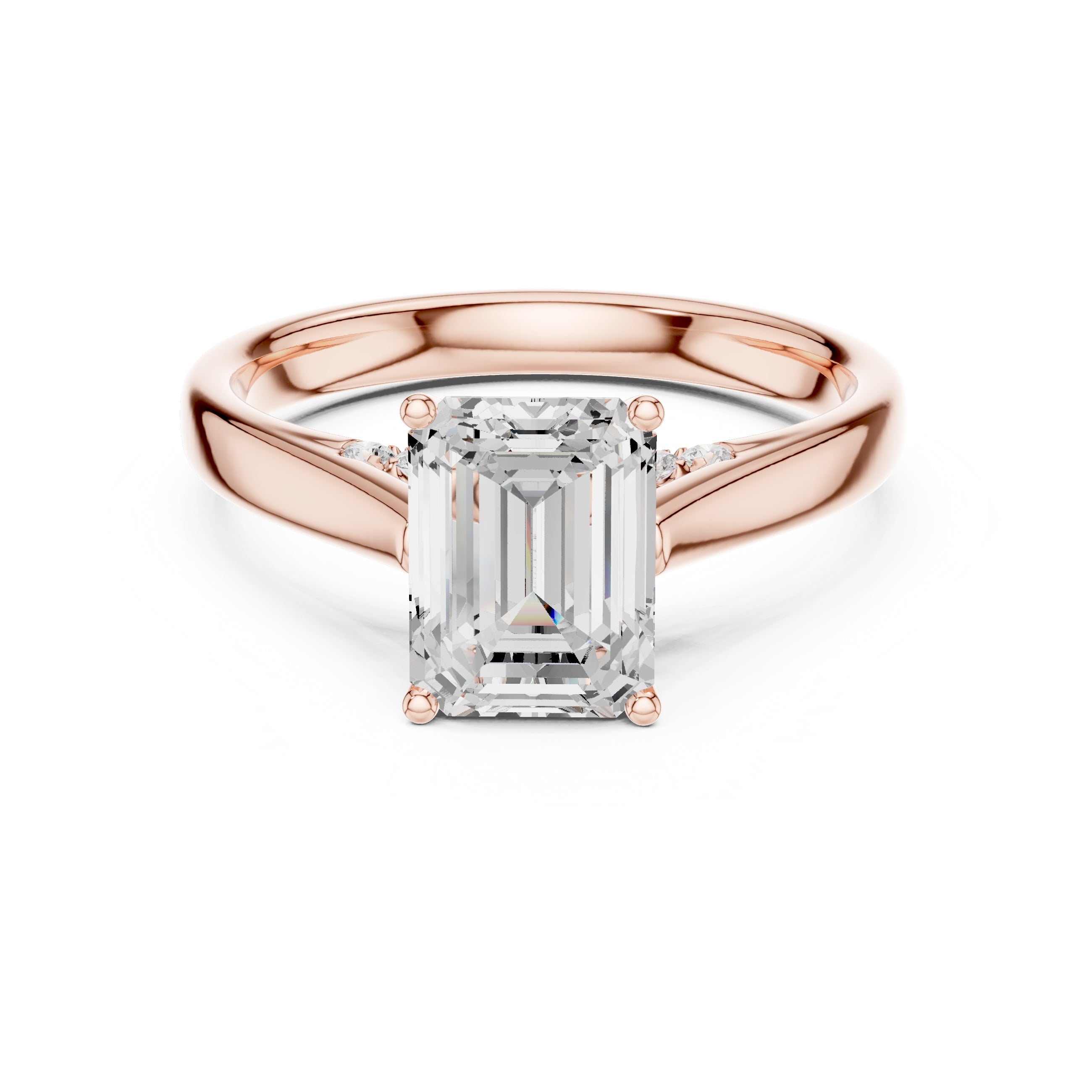 The Tapered Classic Solitaire 2ct Rose Gold Emerald