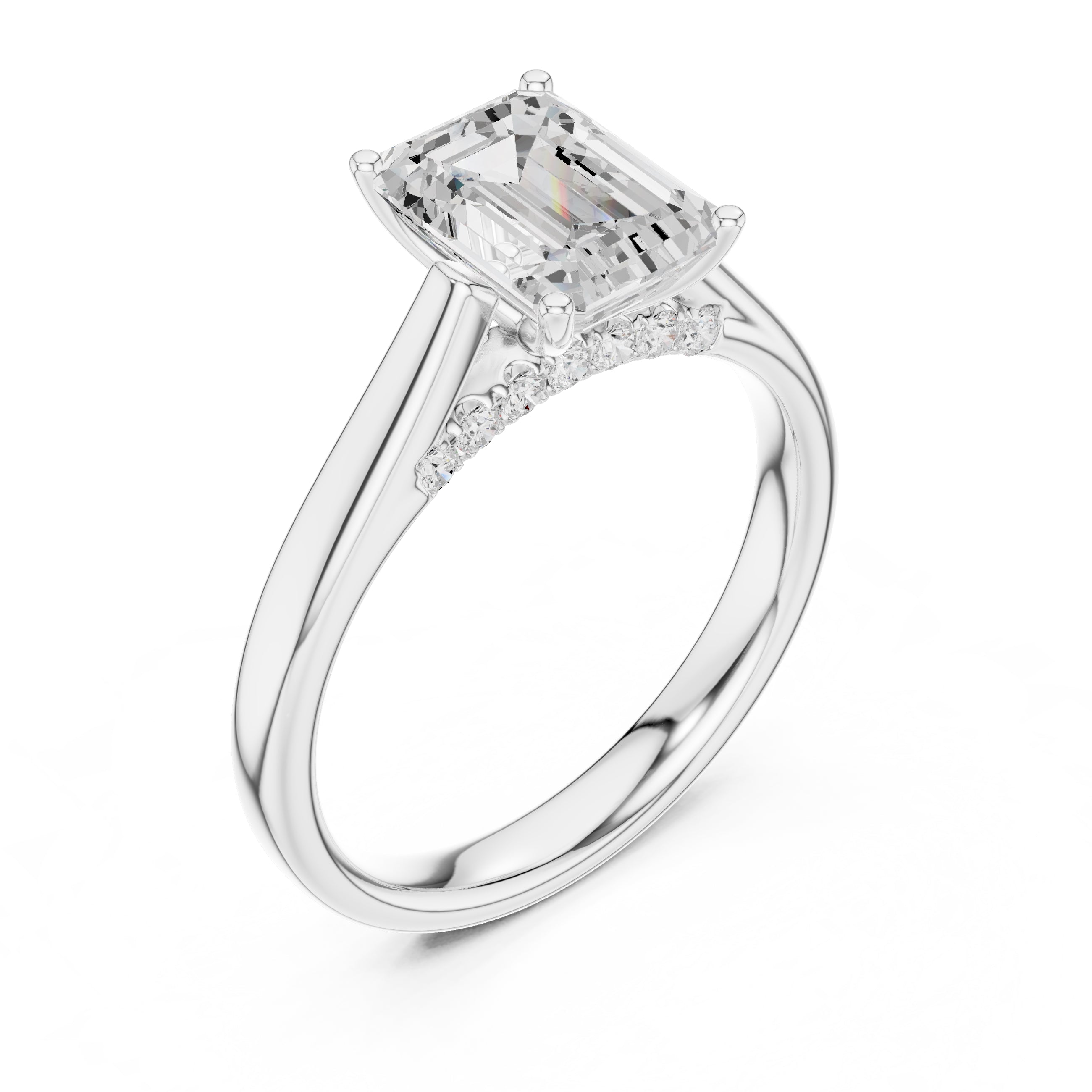 The Tapered Classic Solitaire 2ct White Gold Emerald