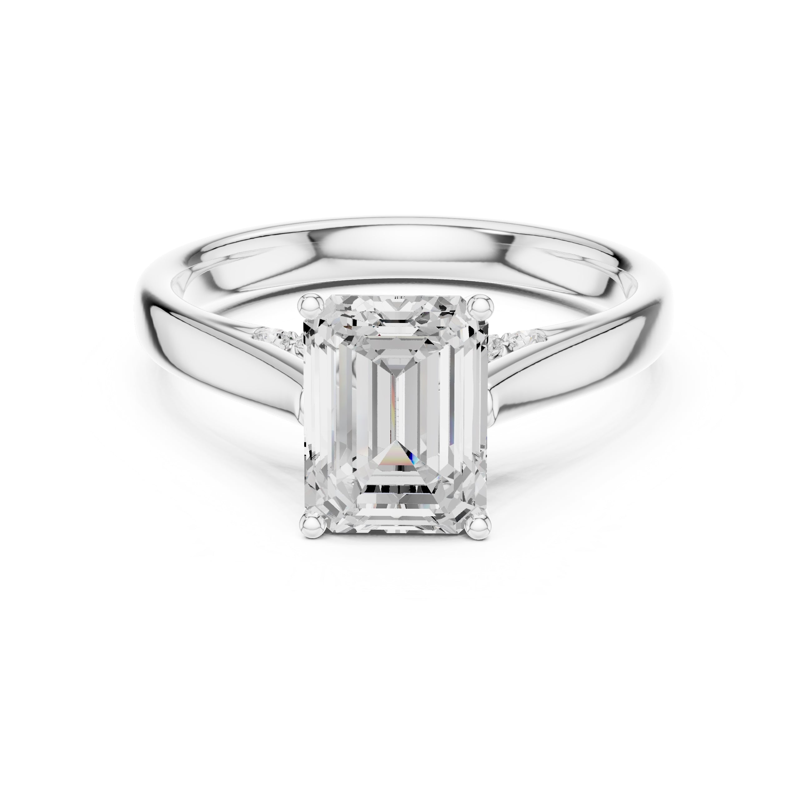 The Tapered Classic Solitaire 2ct White Gold Emerald