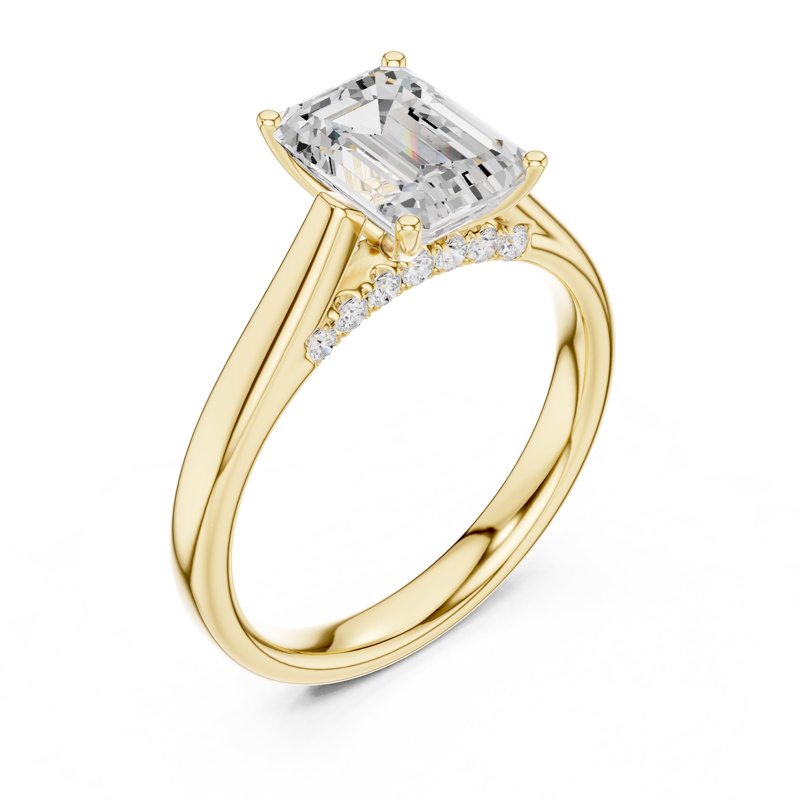The Tapered Classic Solitaire 2ct Yellow Gold Emerald