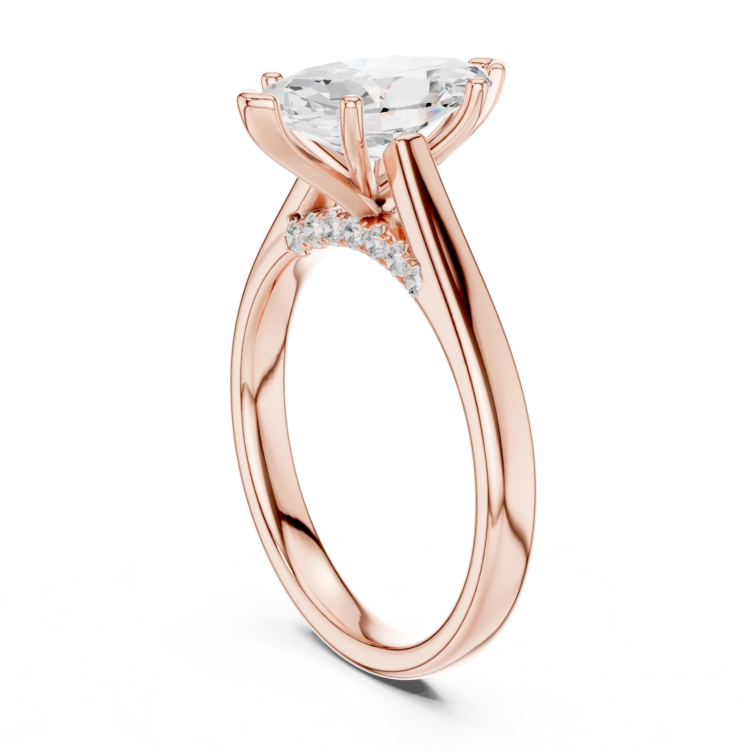 The Tapered Classic Solitaire 2ct Rose Gold Marquise