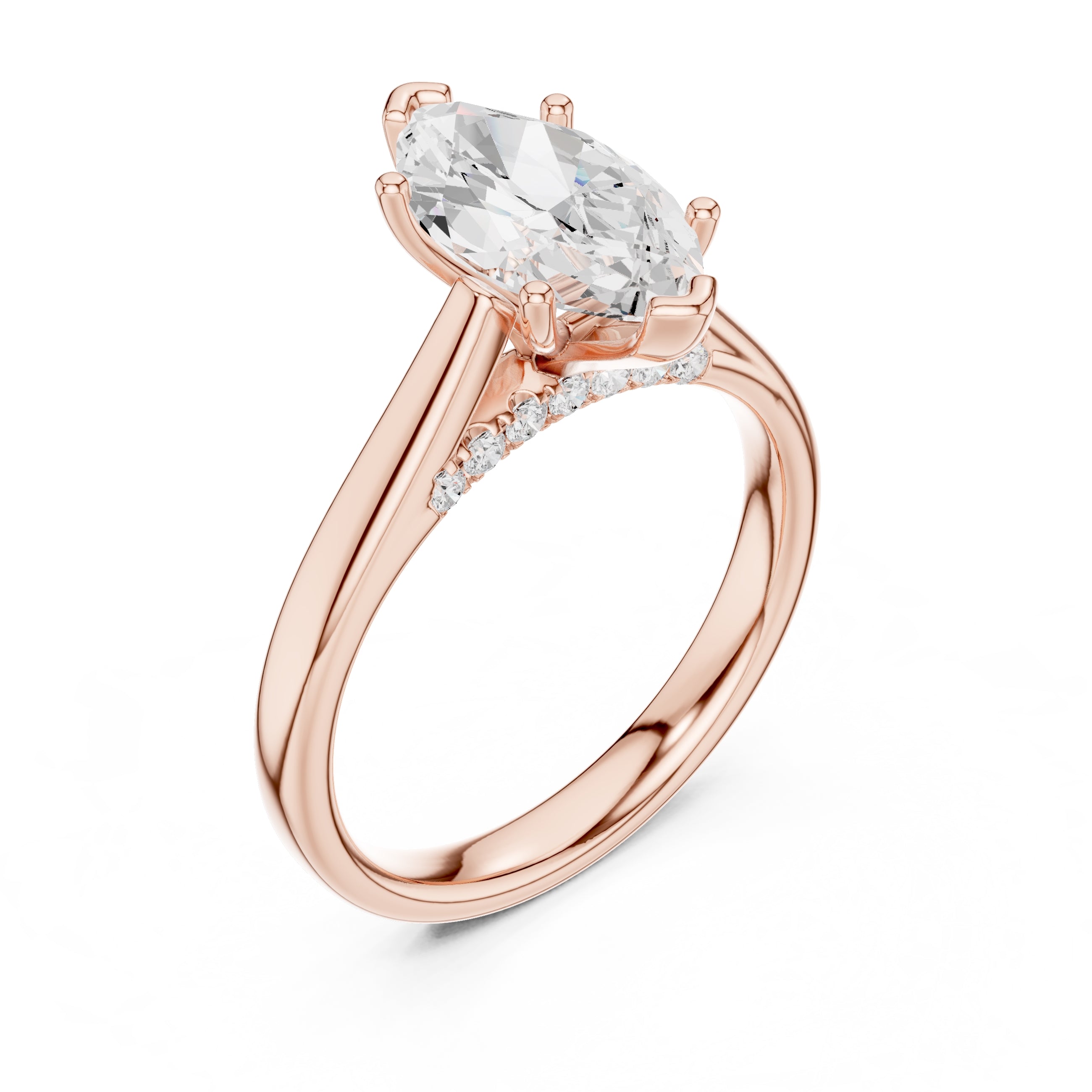 The Tapered Classic Solitaire 2ct Rose Gold Marquise