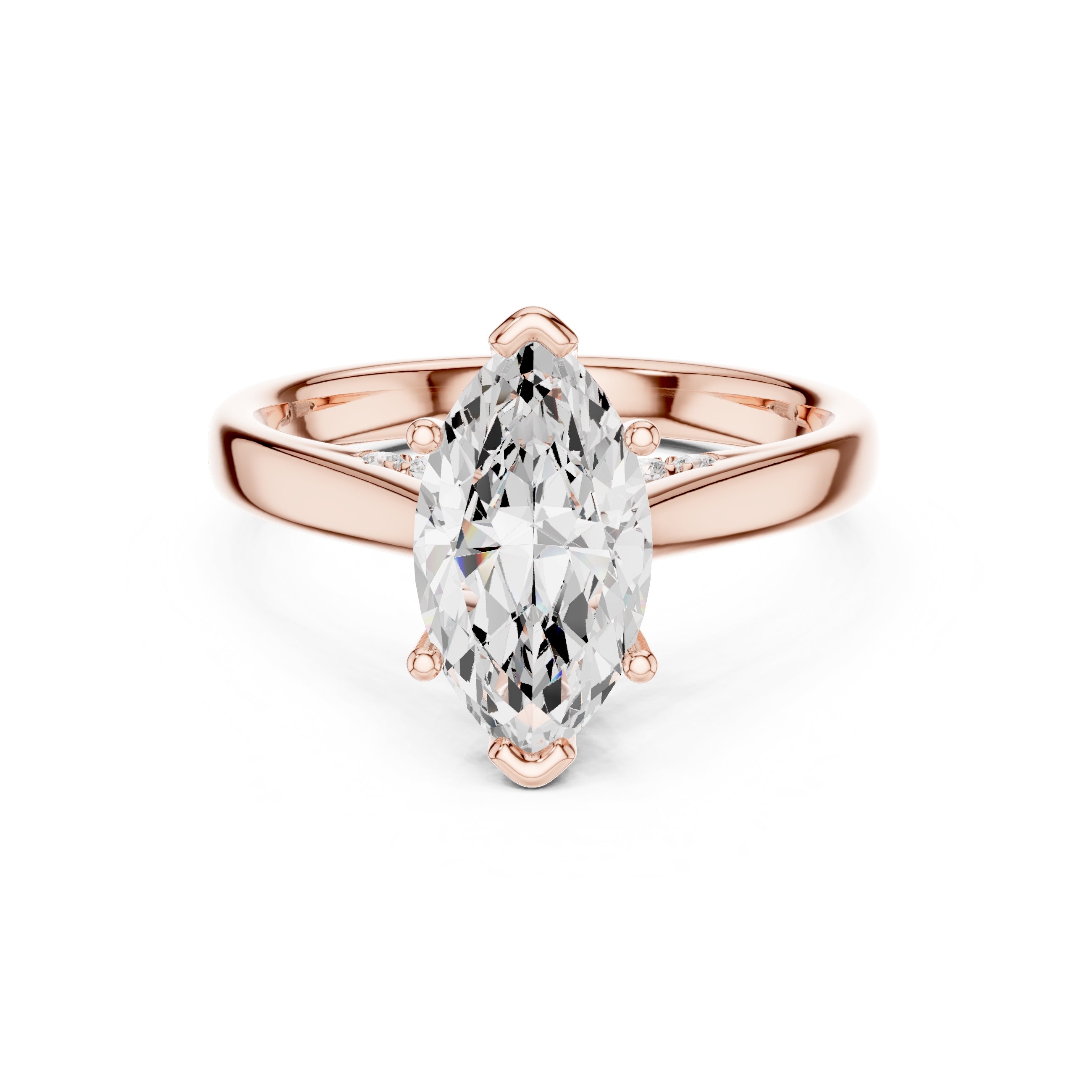 The Tapered Classic Solitaire 2ct Rose Gold Marquise