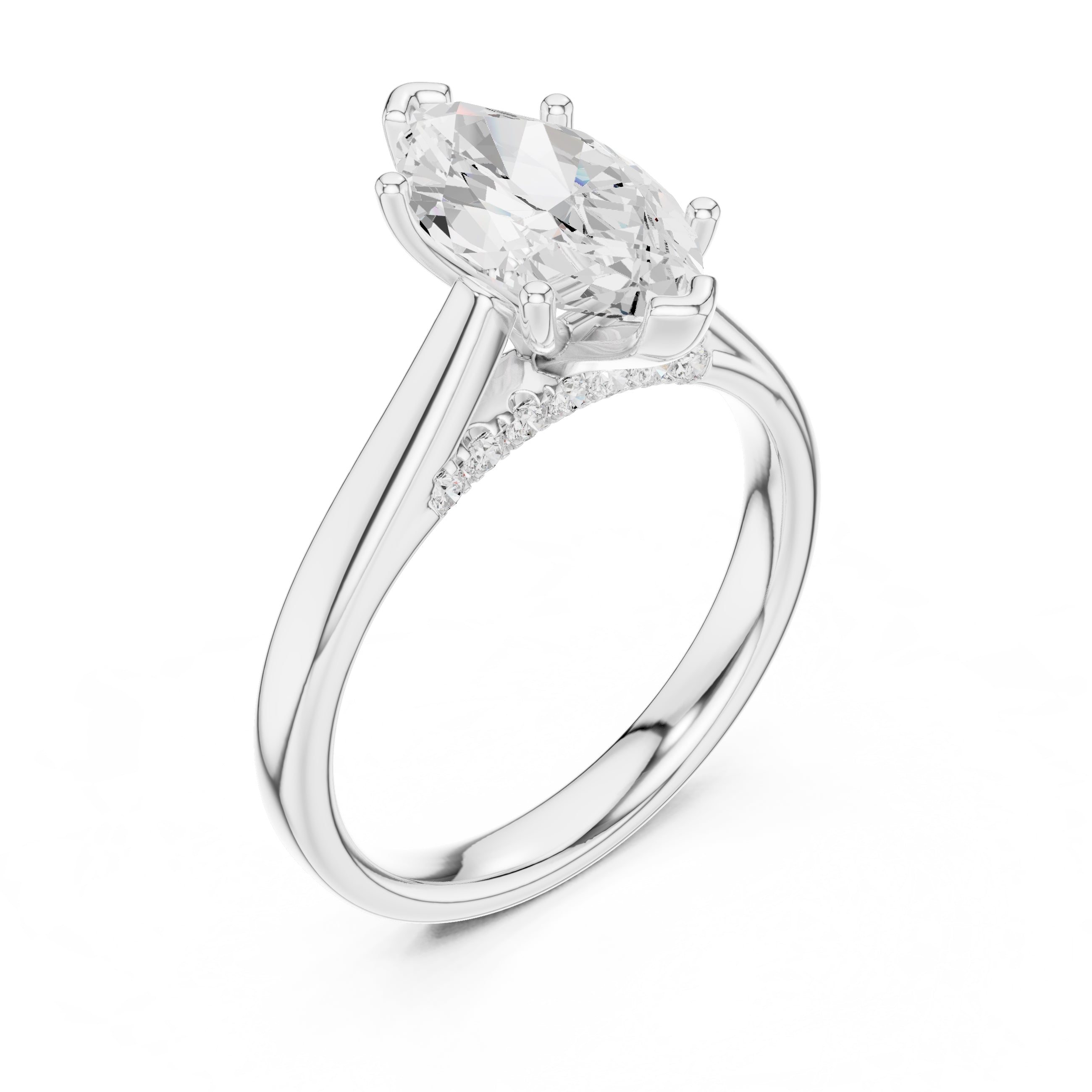 The Tapered Classic Solitaire 2ct White Gold Marquise