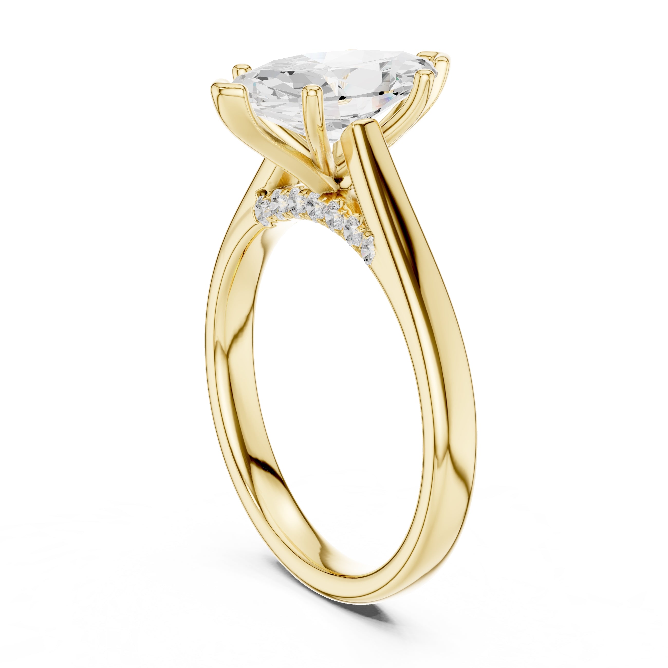 The Tapered Classic Solitaire 2ct Yellow Gold Marquise