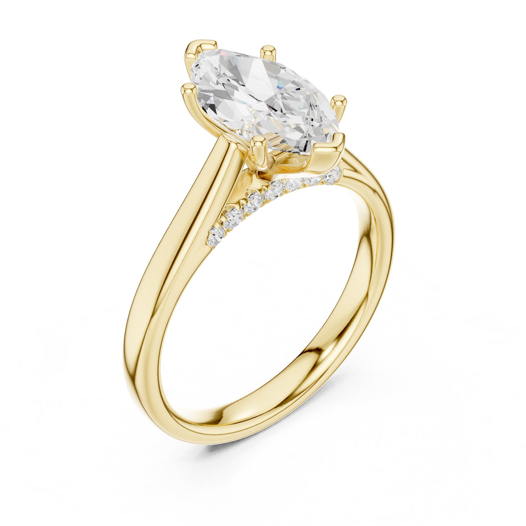 The Tapered Classic Solitaire 2ct Yellow Gold Marquise