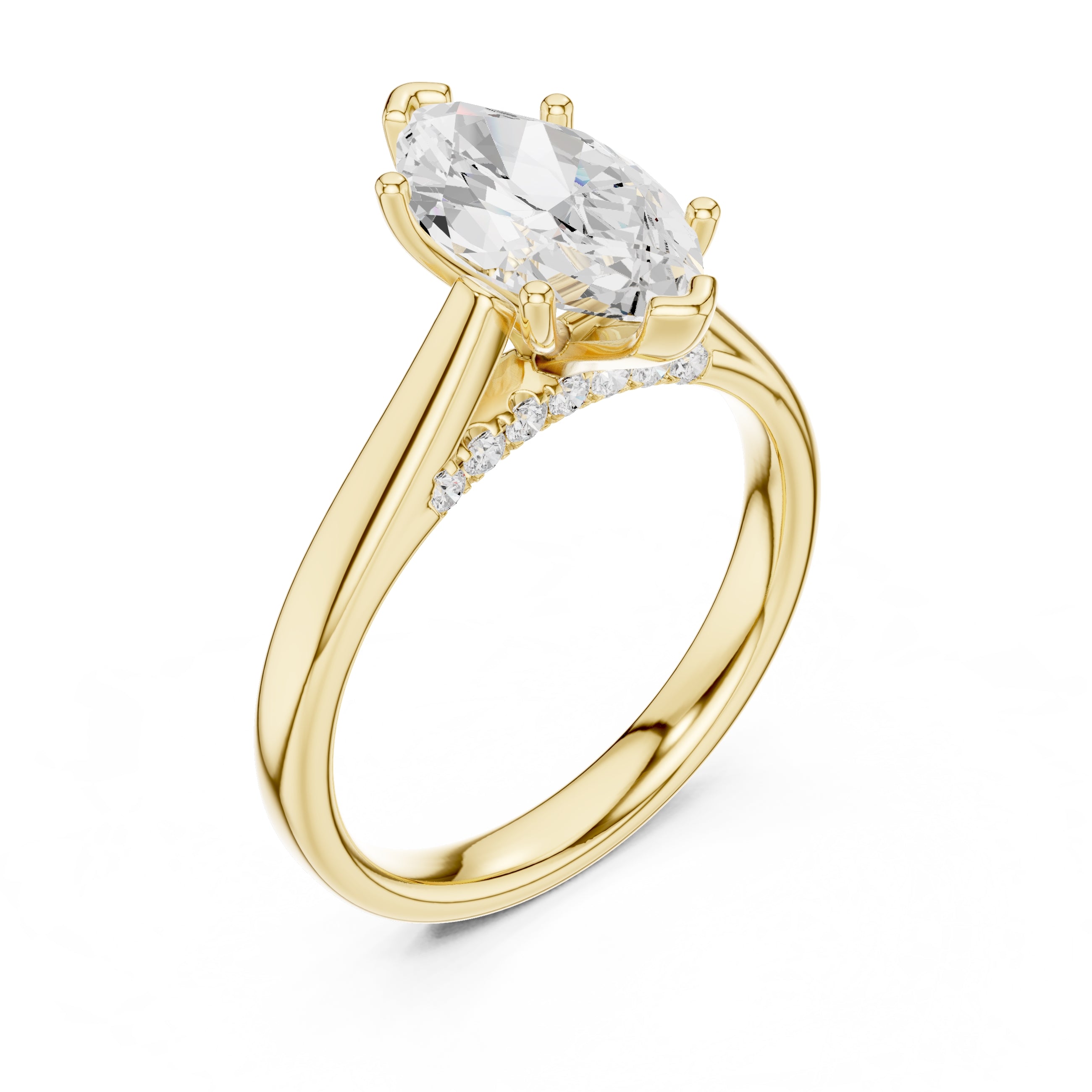 The Tapered Classic Solitaire 2ct Yellow Gold Marquise