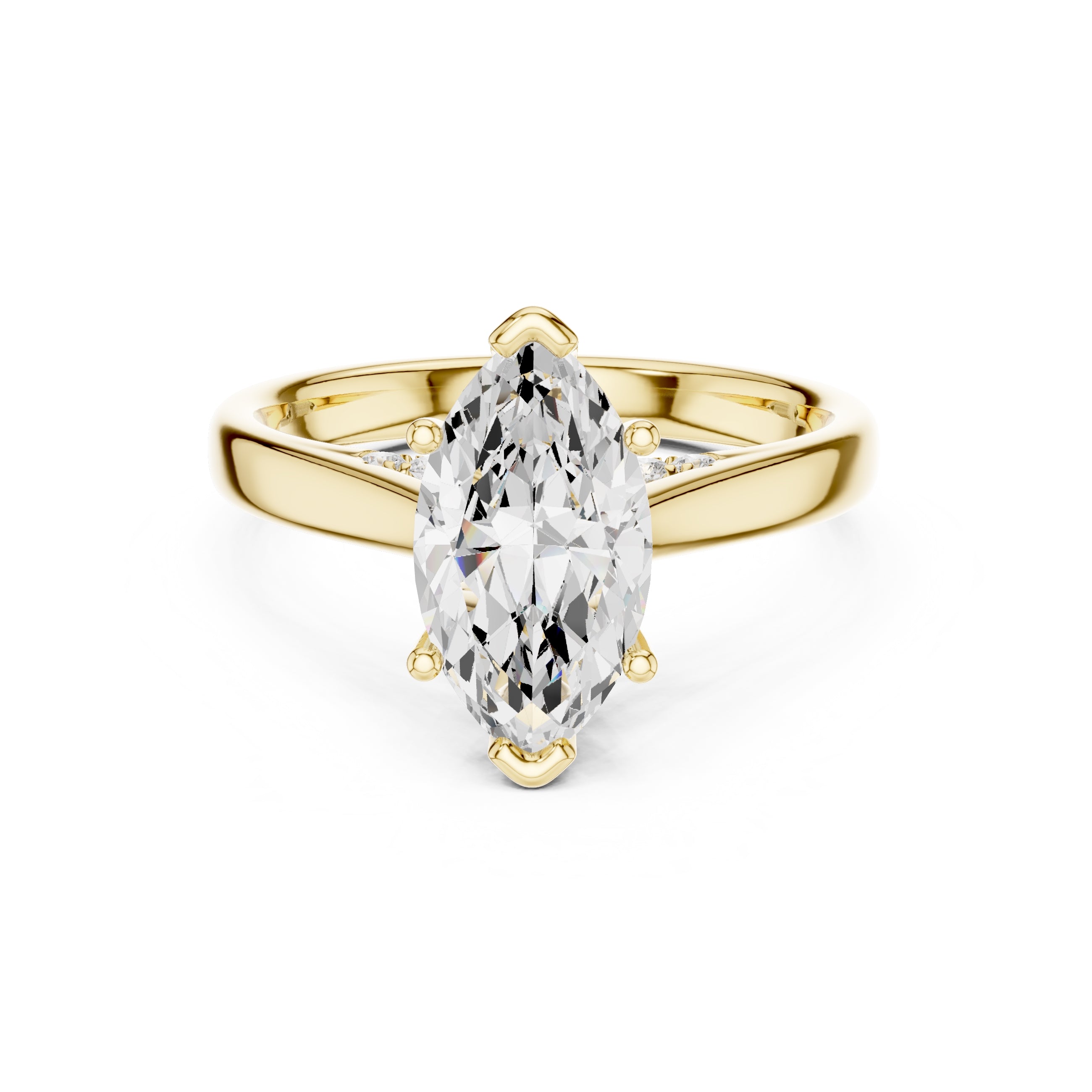 The Tapered Classic Solitaire 2ct Yellow Gold Marquise
