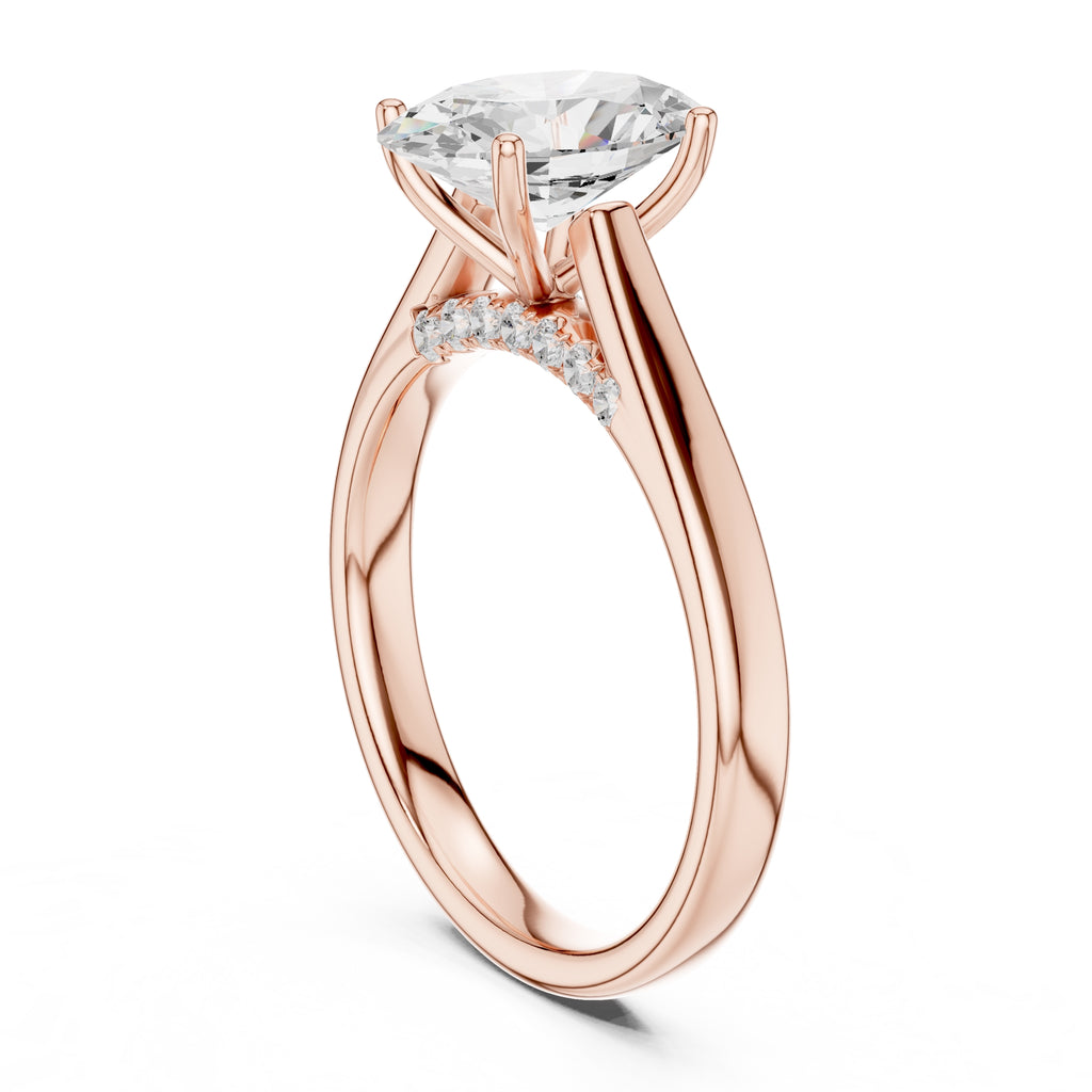 The Tapered Classic Solitaire 2ct Rose Gold Oval
