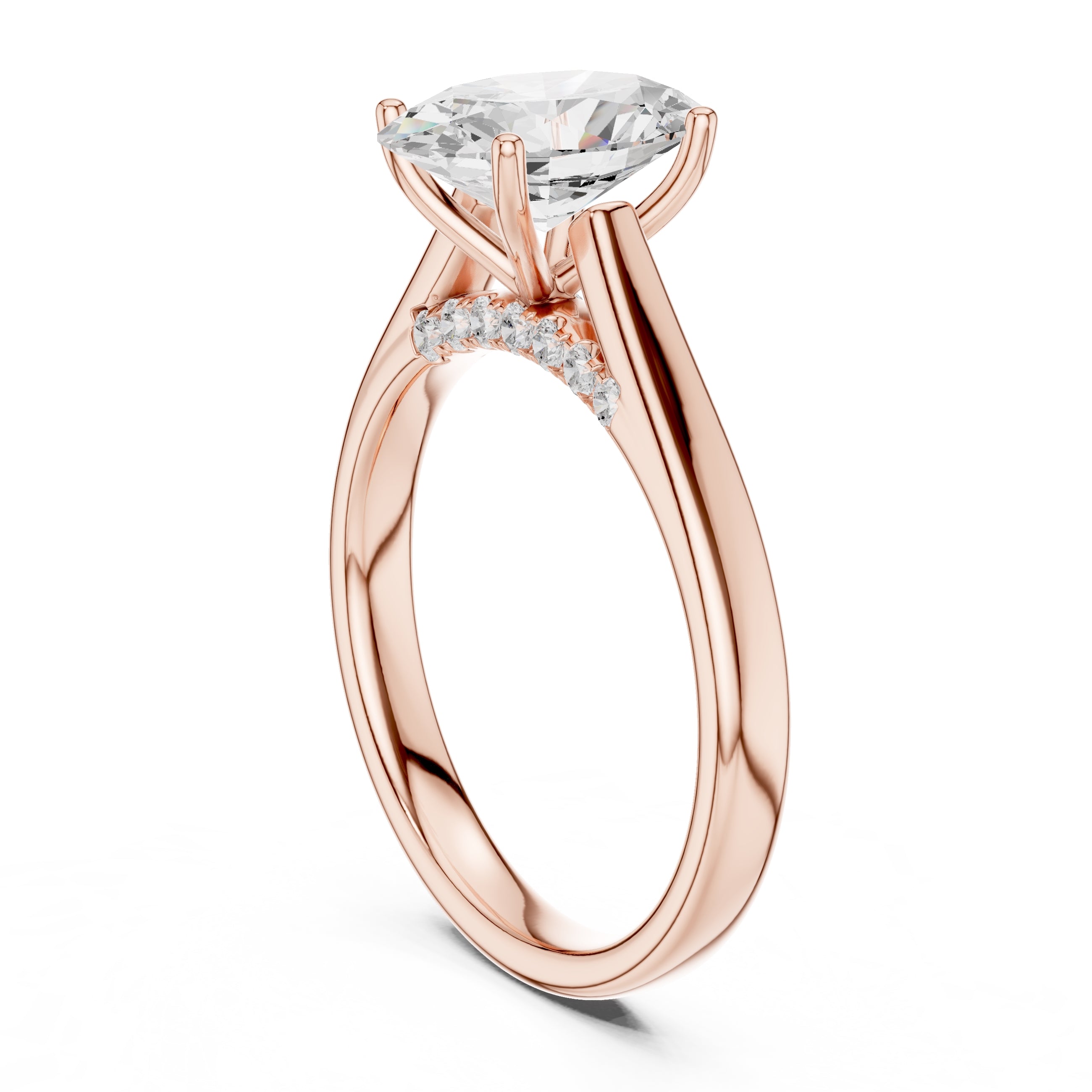 The Tapered Classic Solitaire 2ct Rose Gold Oval