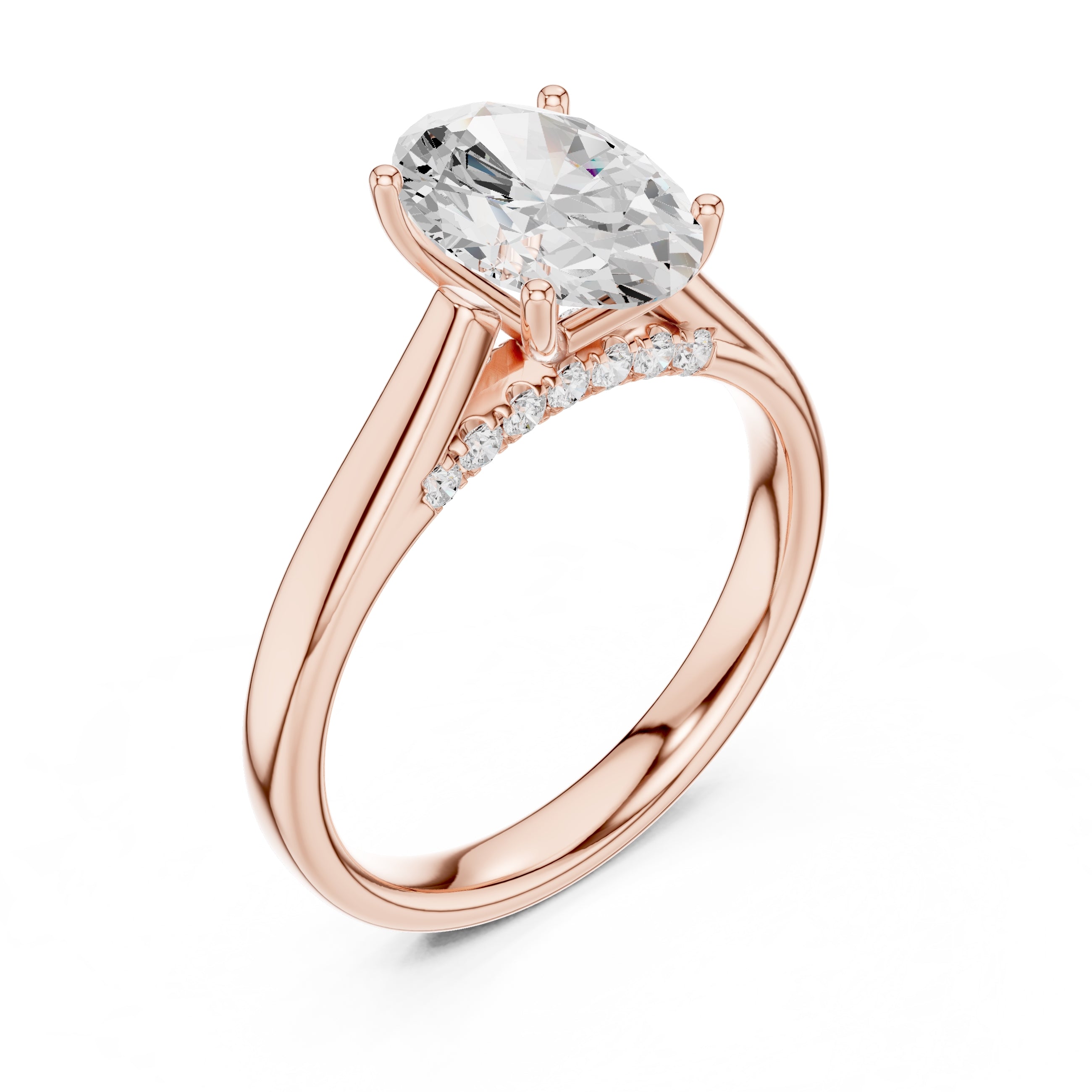 The Tapered Classic Solitaire 2ct Rose Gold Oval