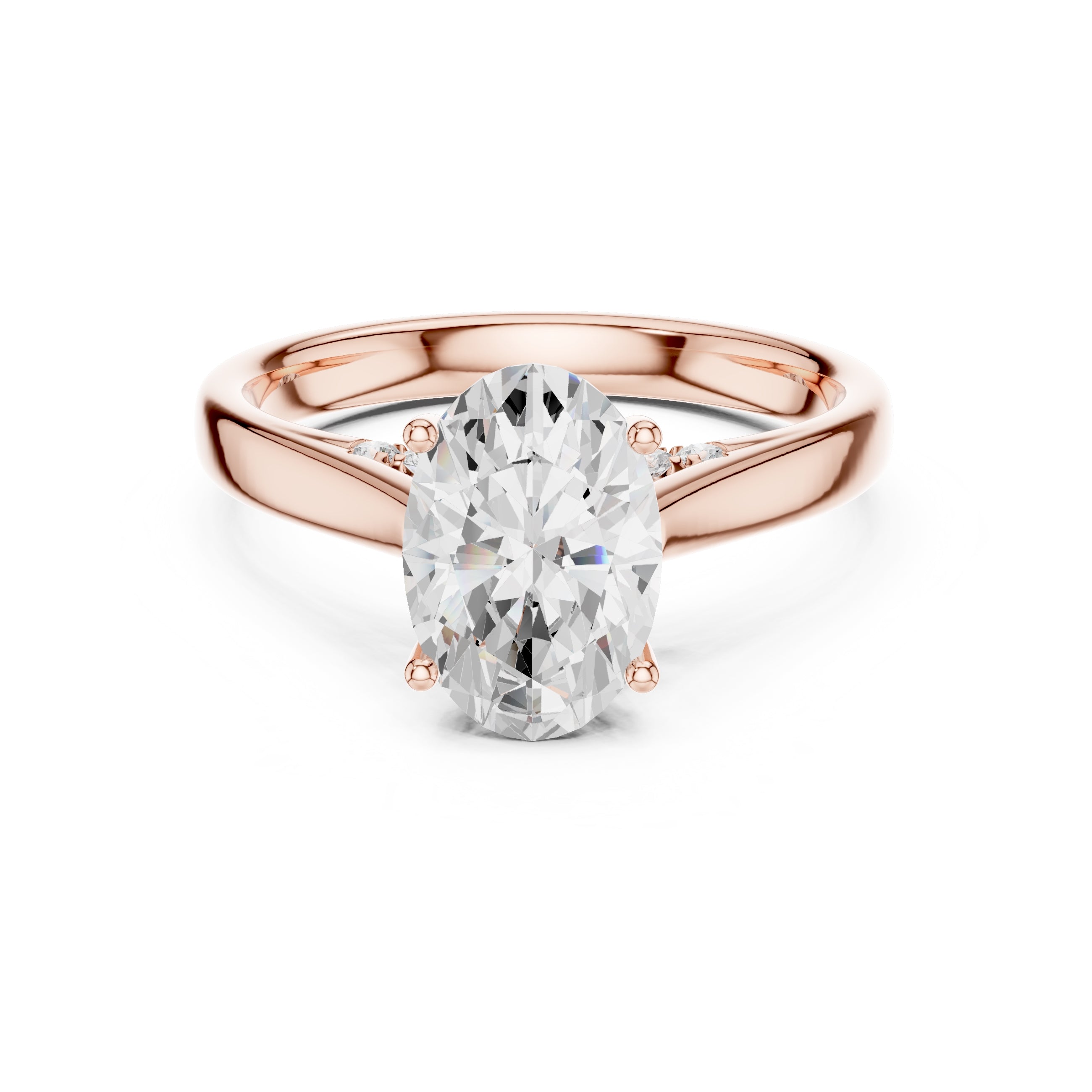 The Tapered Classic Solitaire 2ct Rose Gold Oval
