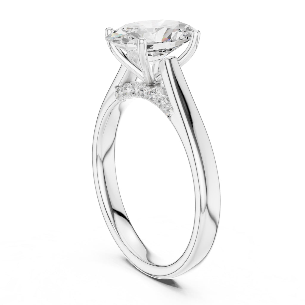 The Tapered Classic Solitaire 2ct White Gold Oval