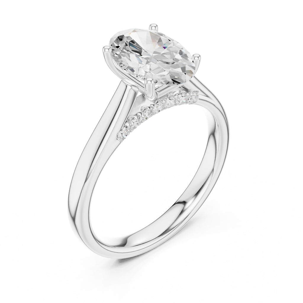 The Tapered Classic Solitaire 2ct White Gold Oval