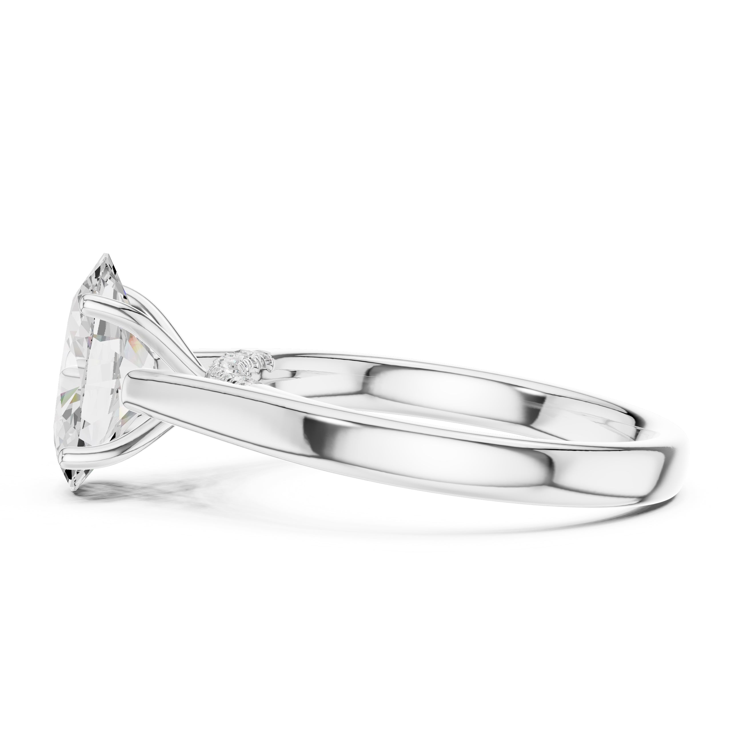 The Tapered Classic Solitaire 2ct White Gold Oval