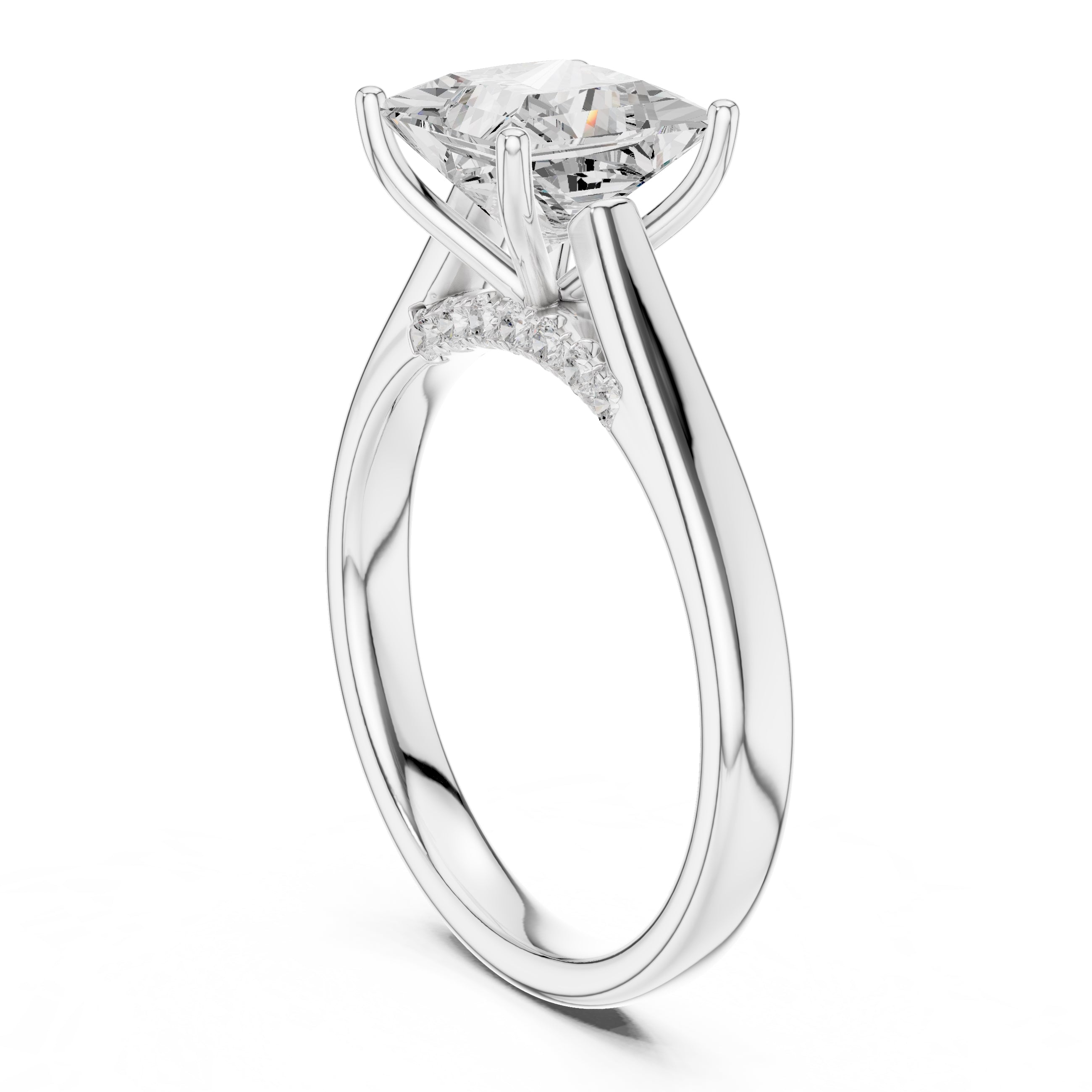 The Tapered Classic Solitaire 2ct White Gold Princess