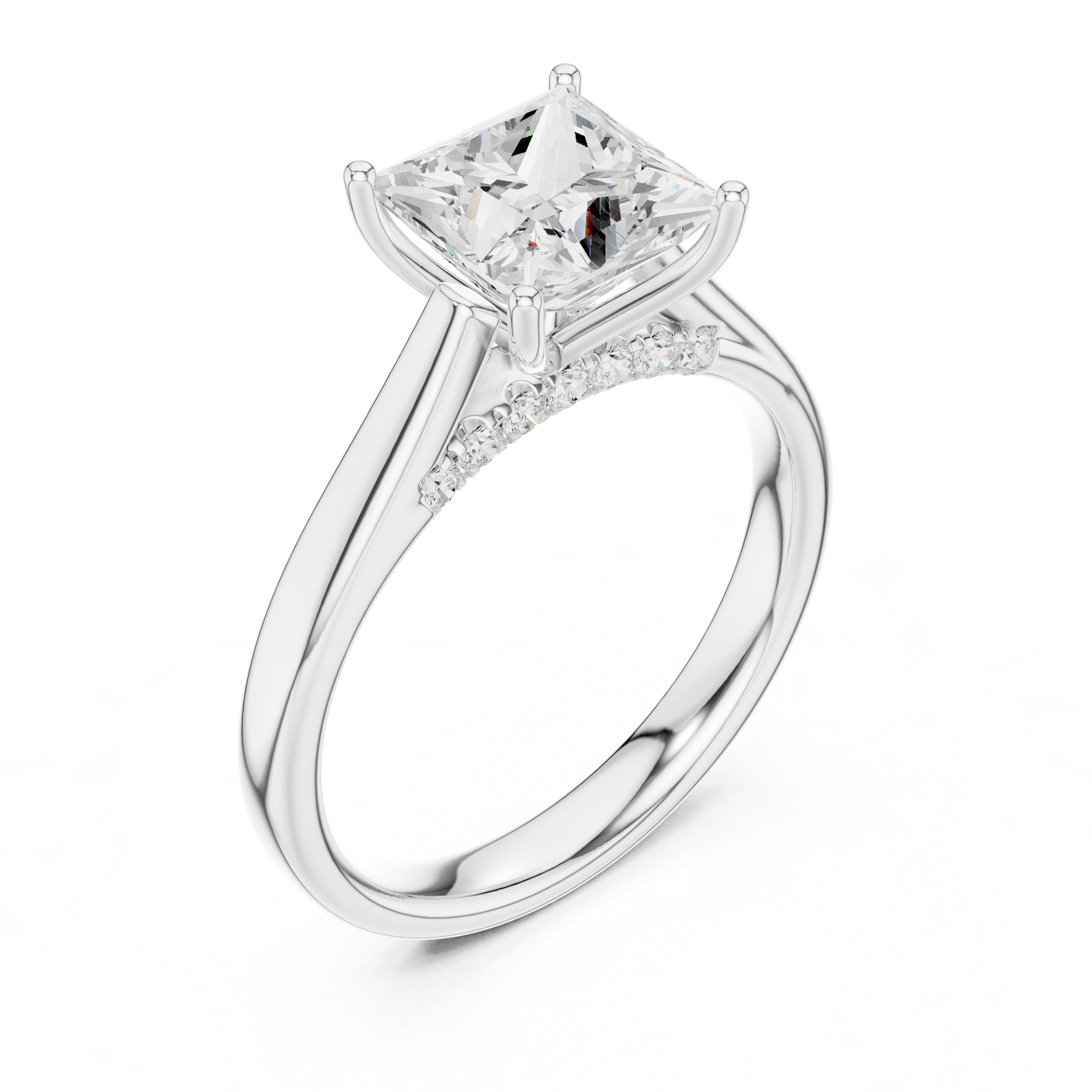 The Tapered Classic Solitaire 2ct White Gold Princess