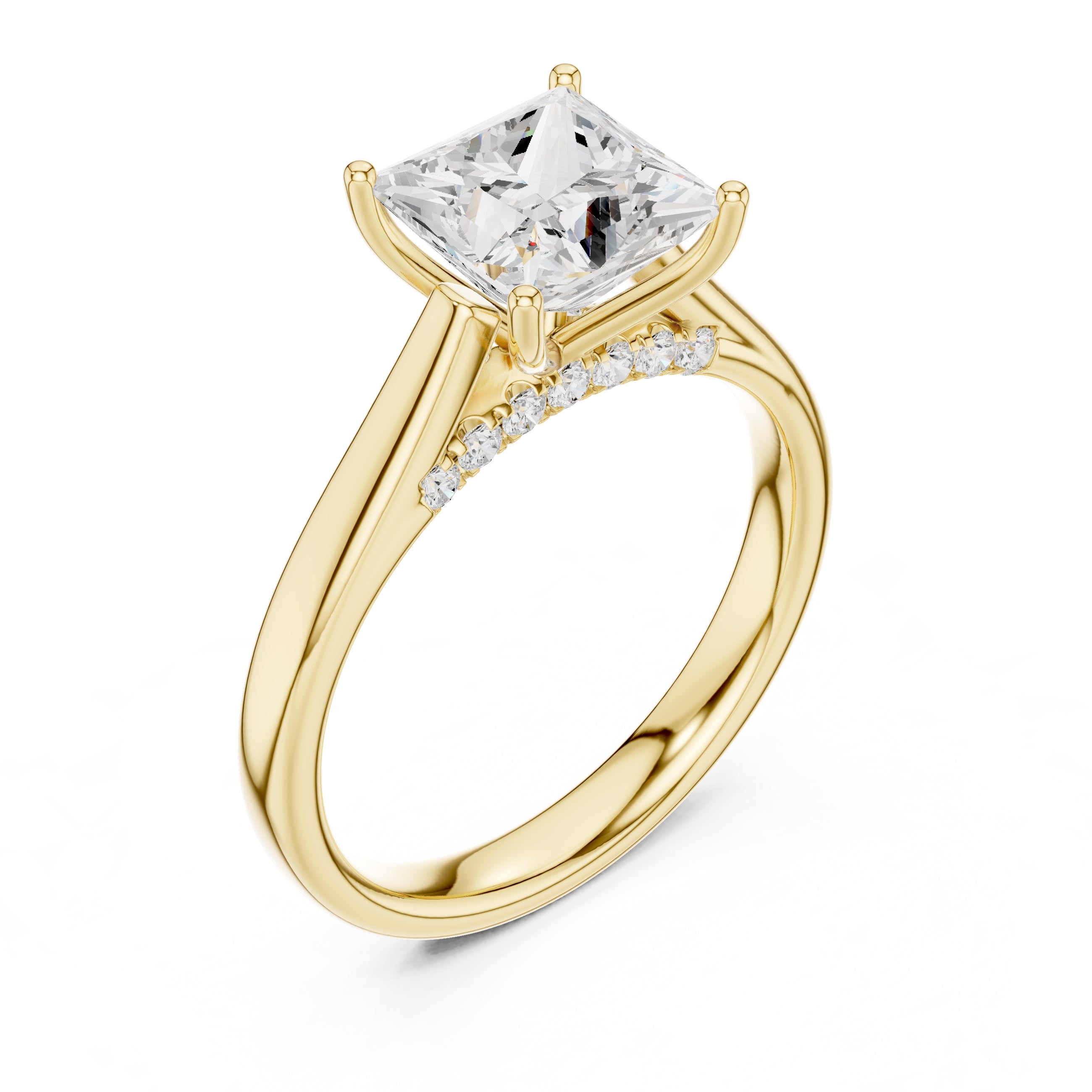 The Tapered Classic Solitaire 2ct Yellow Gold Princess