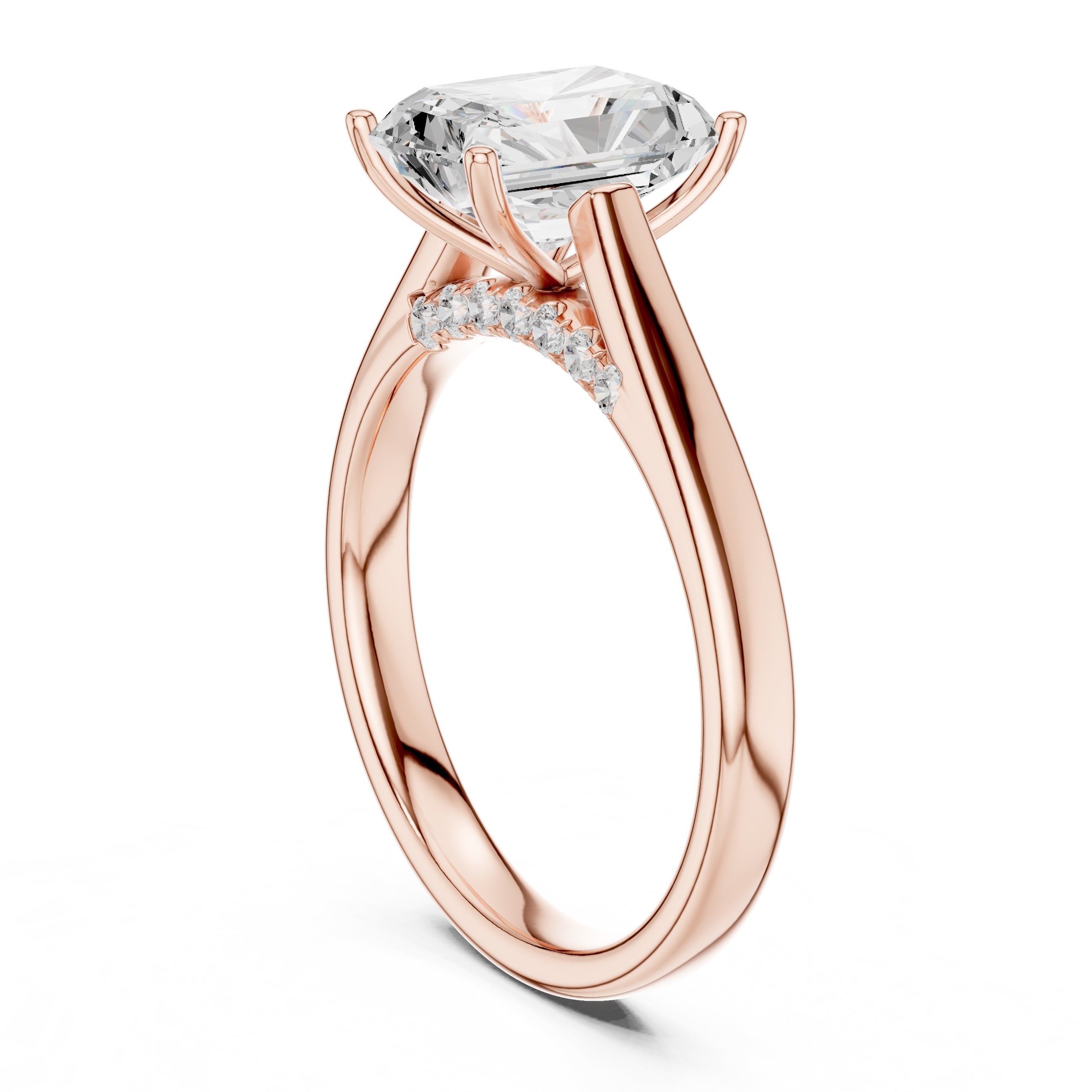 The Tapered Classic Solitaire 2ct Rose Gold Radiant