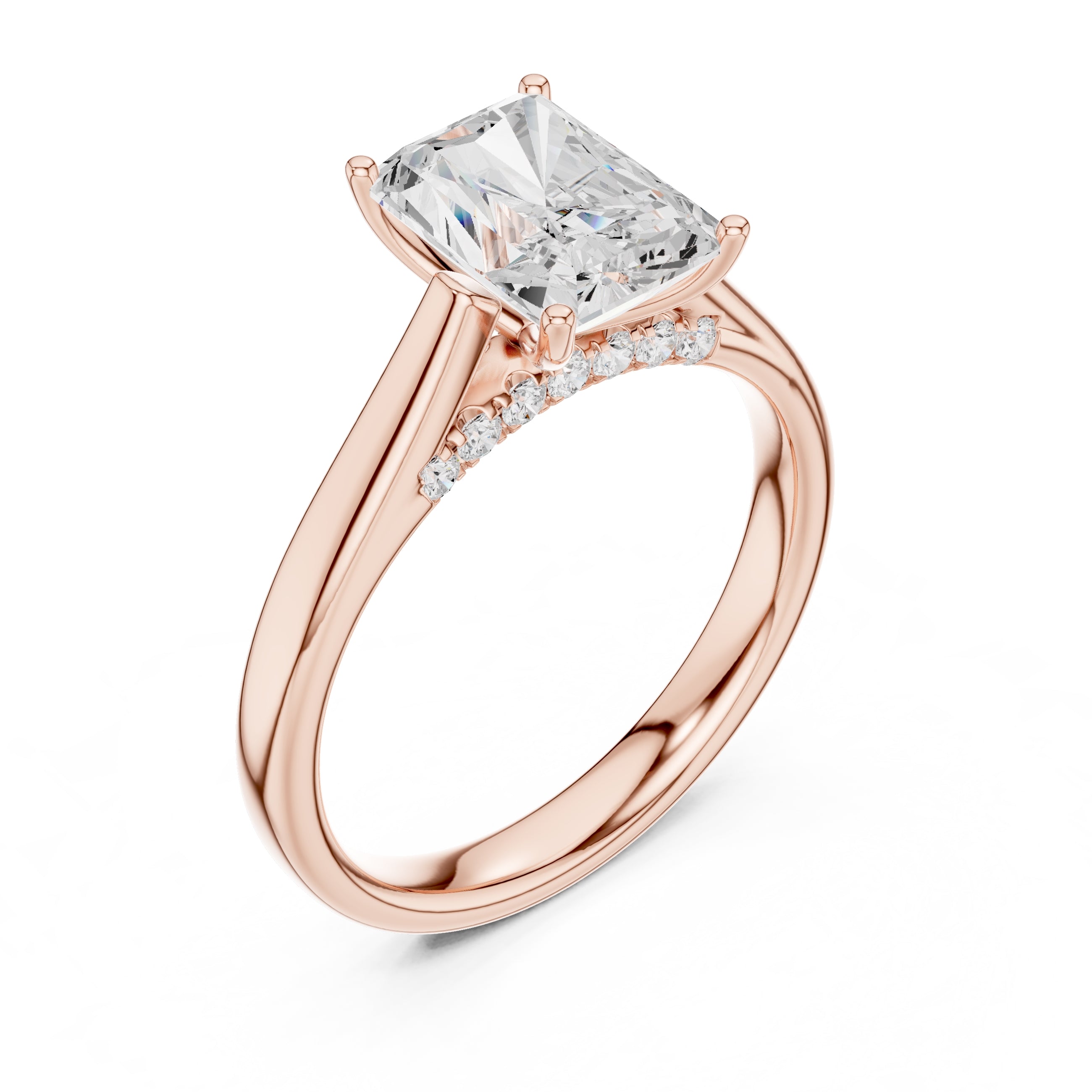 The Tapered Classic Solitaire 2ct Rose Gold Radiant