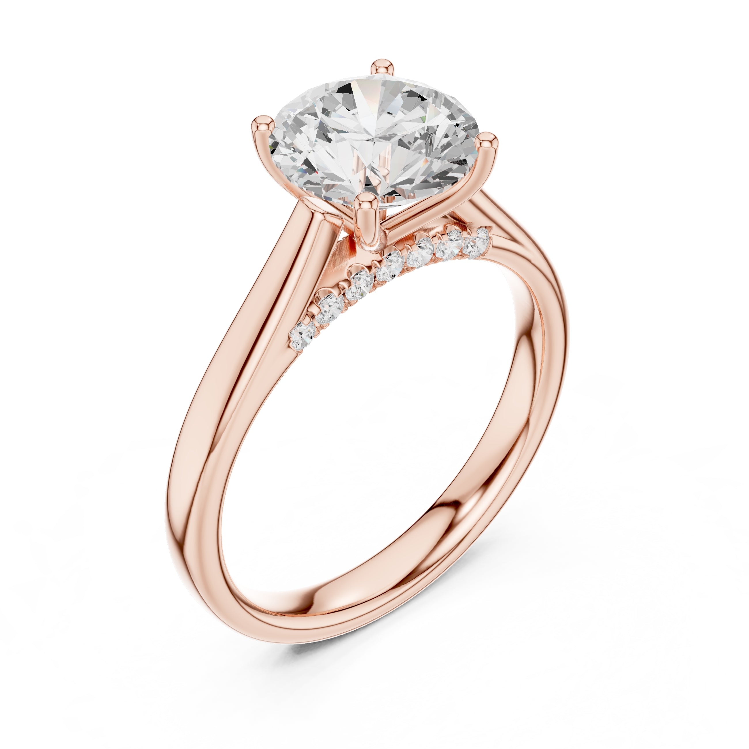 The Tapered Classic Solitaire 2ct Rose Gold Round