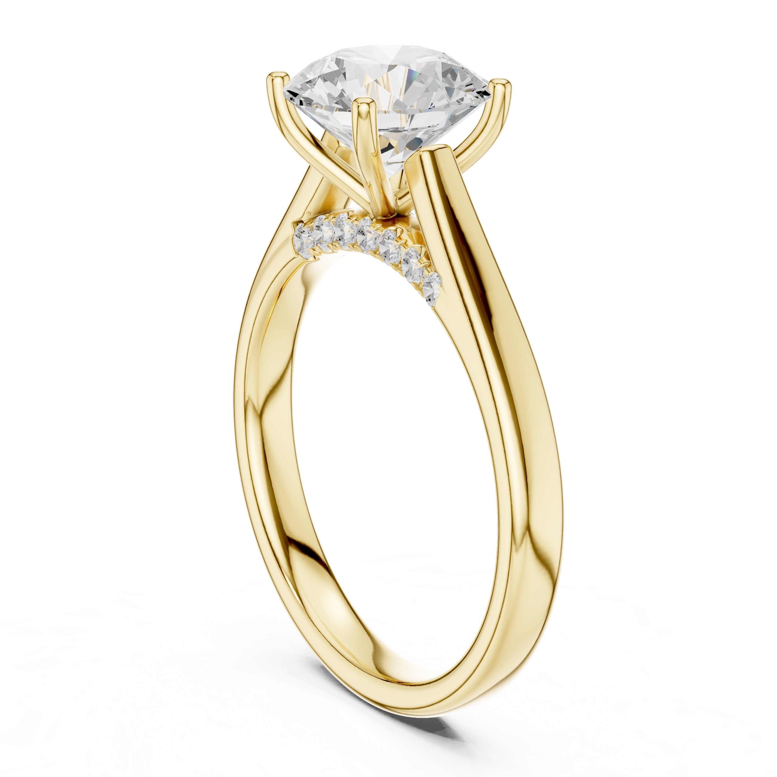 The Tapered Classic Solitaire 2ct Yellow Gold Round
