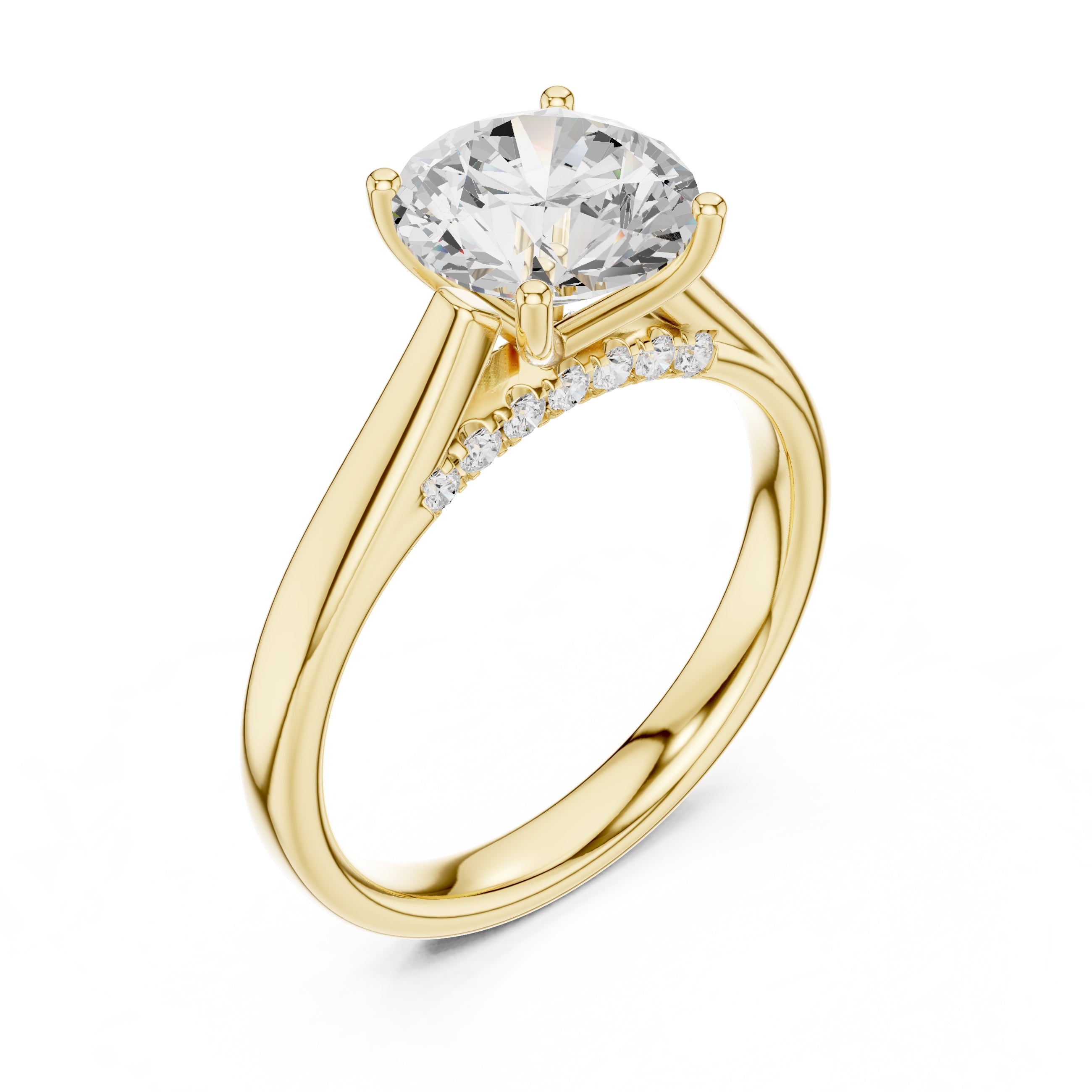 The Tapered Classic Solitaire 2ct Yellow Gold Round