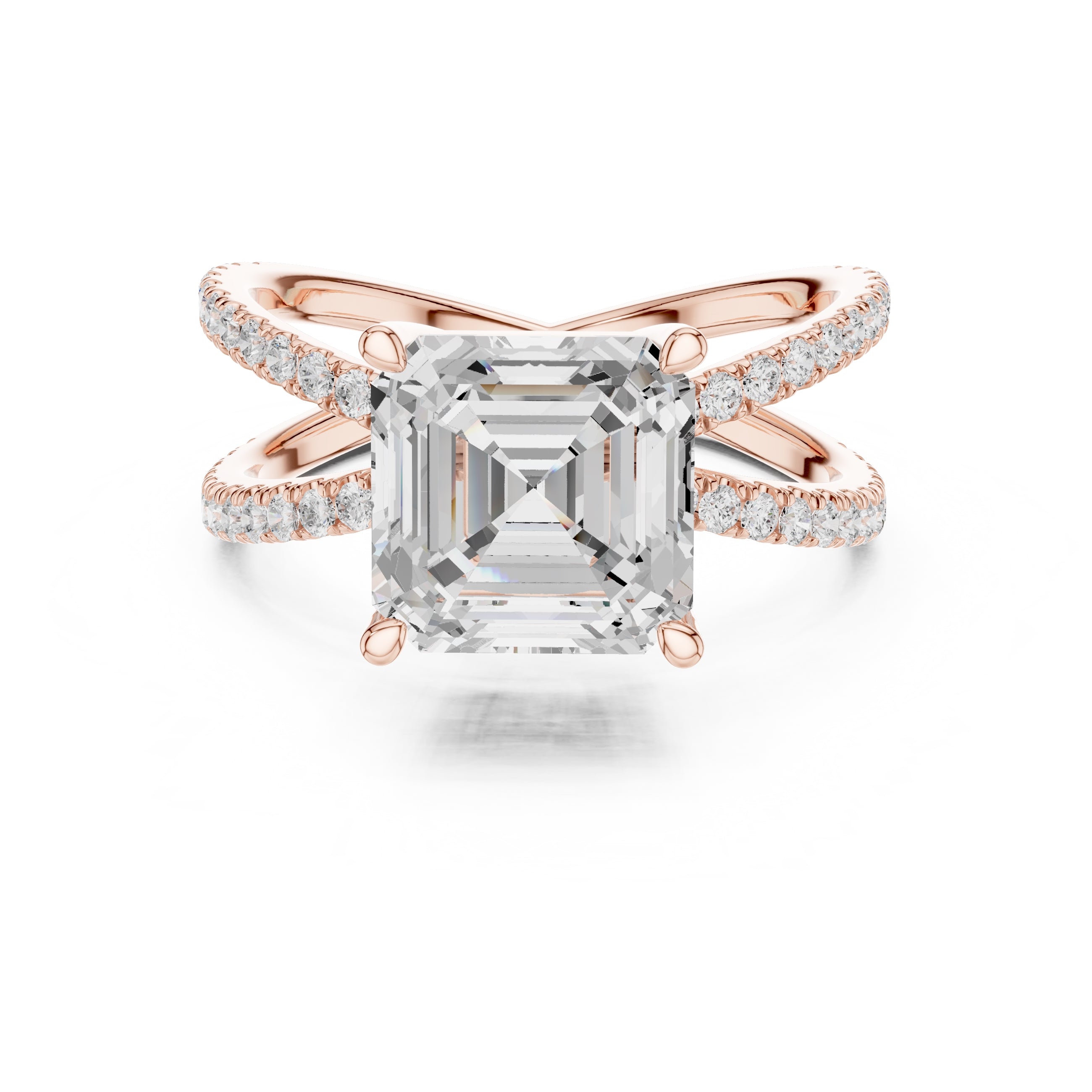 The Entwined Embrace Ring 2.5ct Rose Gold Asscher