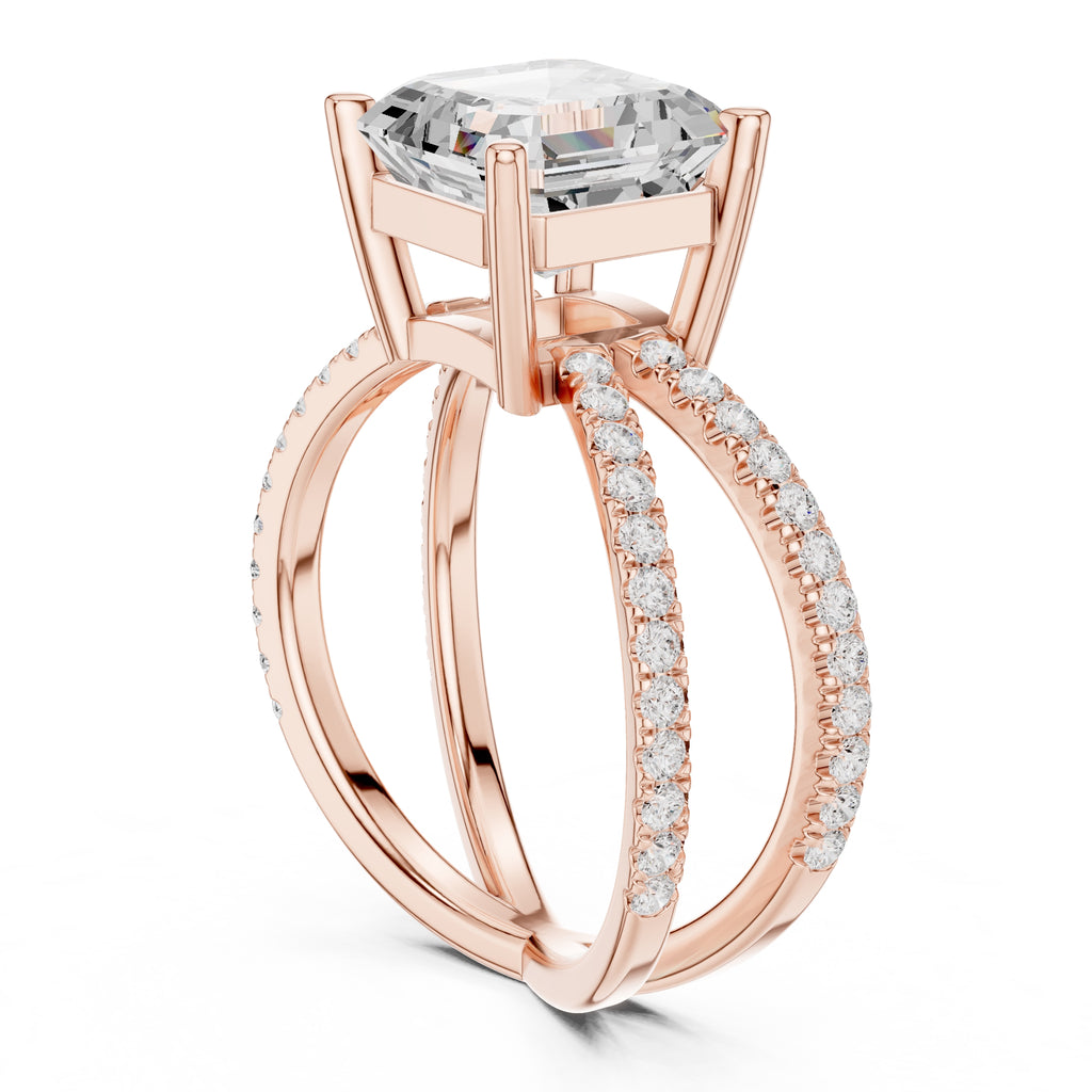 The Entwined Embrace Ring 2.5ct Rose Gold Asscher