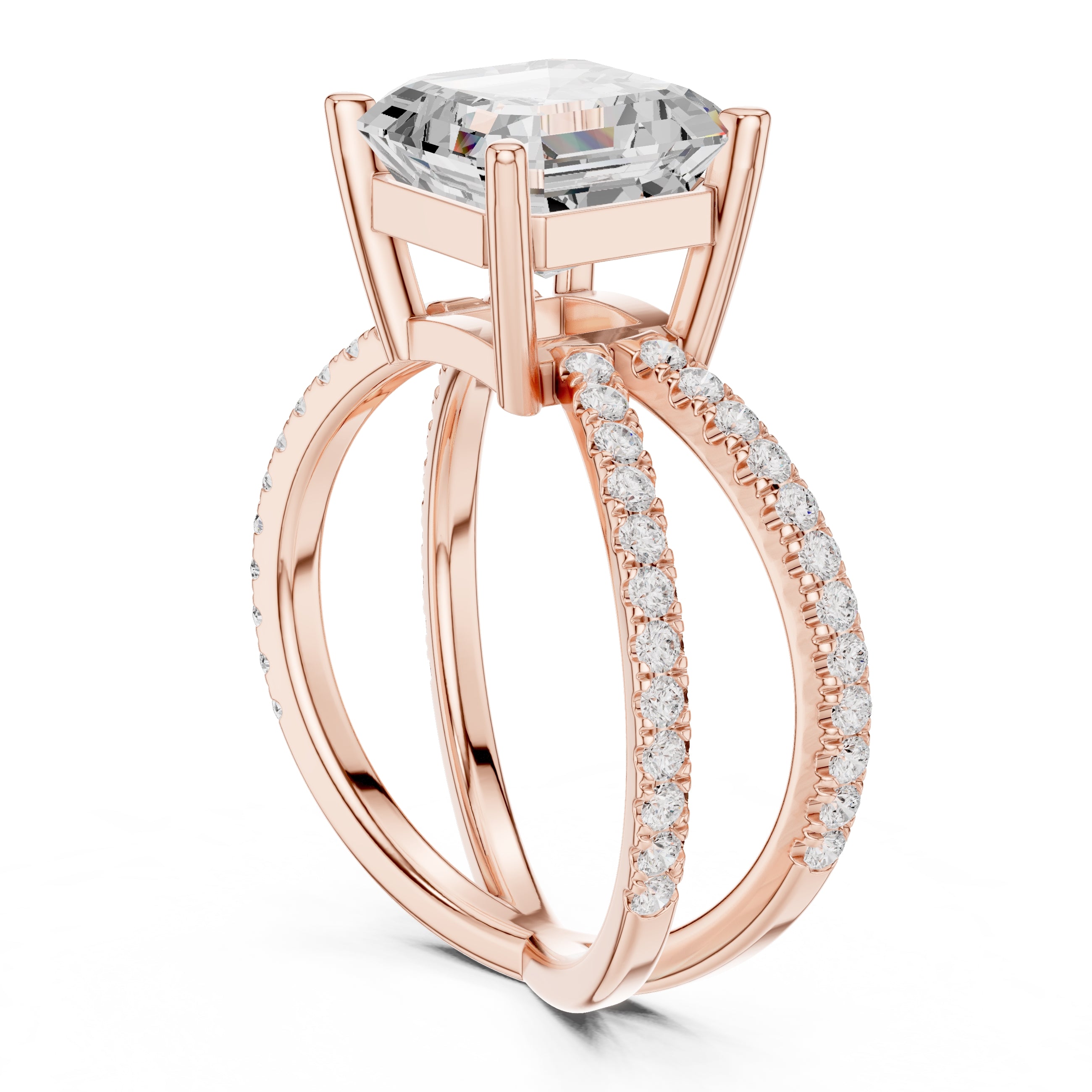 The Entwined Embrace Ring 2.5ct Rose Gold Asscher