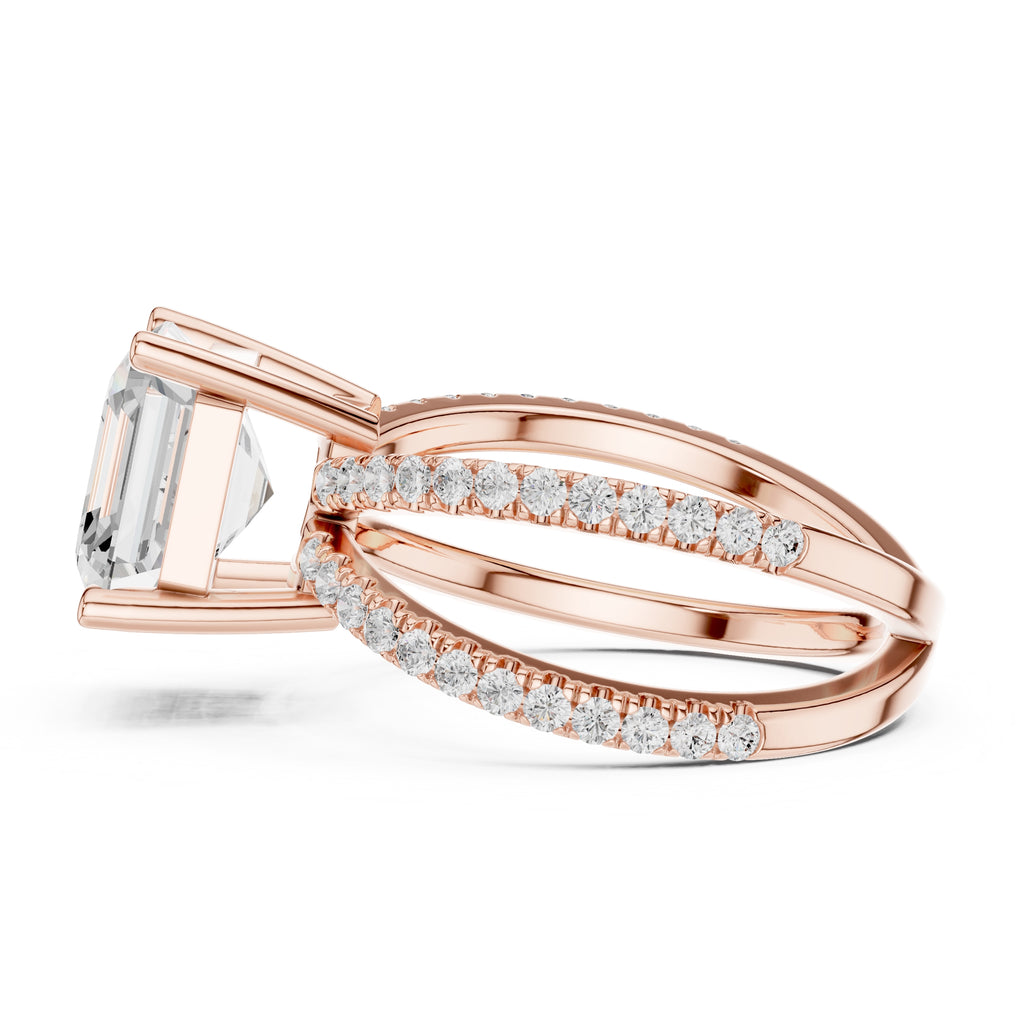 The Entwined Embrace Ring 2.5ct Rose Gold Asscher