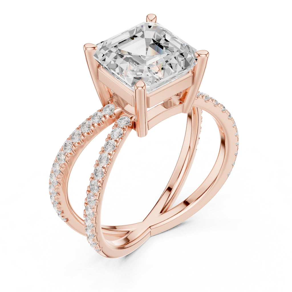 The Entwined Embrace Ring 2.5ct Rose Gold Asscher