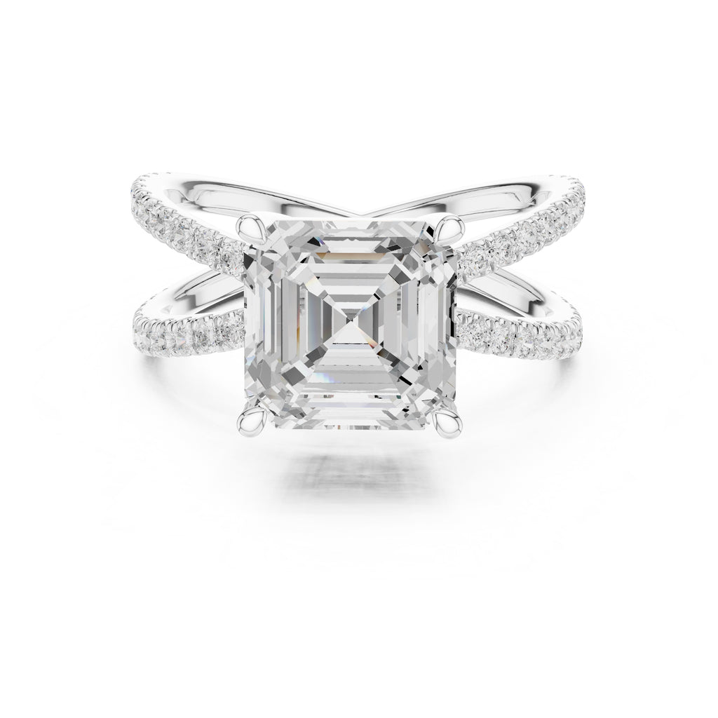 The Entwined Embrace Ring 2.5ct White Gold Asscher