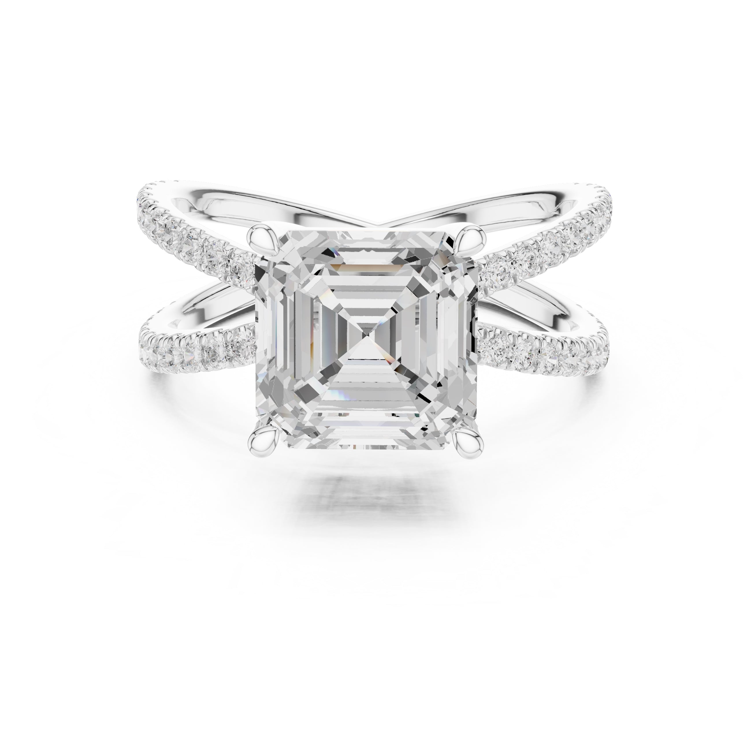 The Entwined Embrace Ring 2.5ct White Gold Asscher