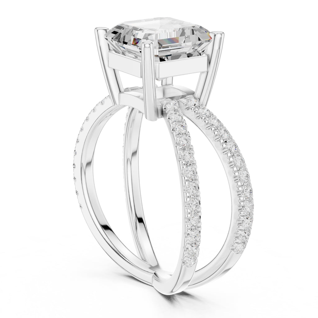 The Entwined Embrace Ring 2.5ct White Gold Asscher