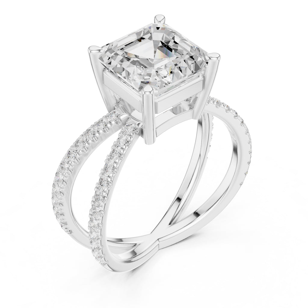 The Entwined Embrace Ring 2.5ct White Gold Asscher
