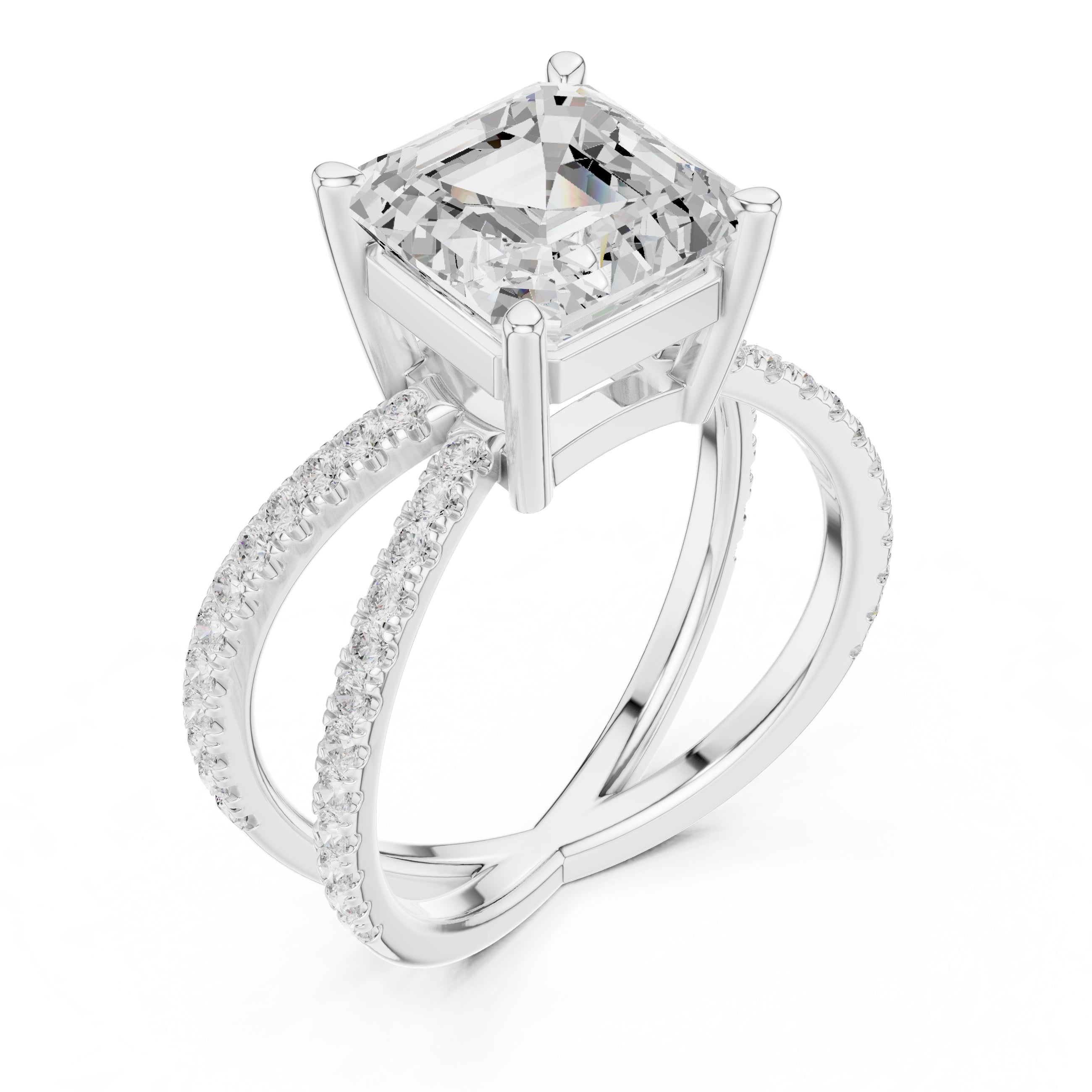The Entwined Embrace Ring 2.5ct White Gold Asscher