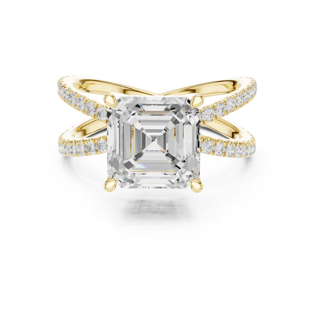 The Entwined Embrace Ring 2.5ct Yellow Gold Asscher