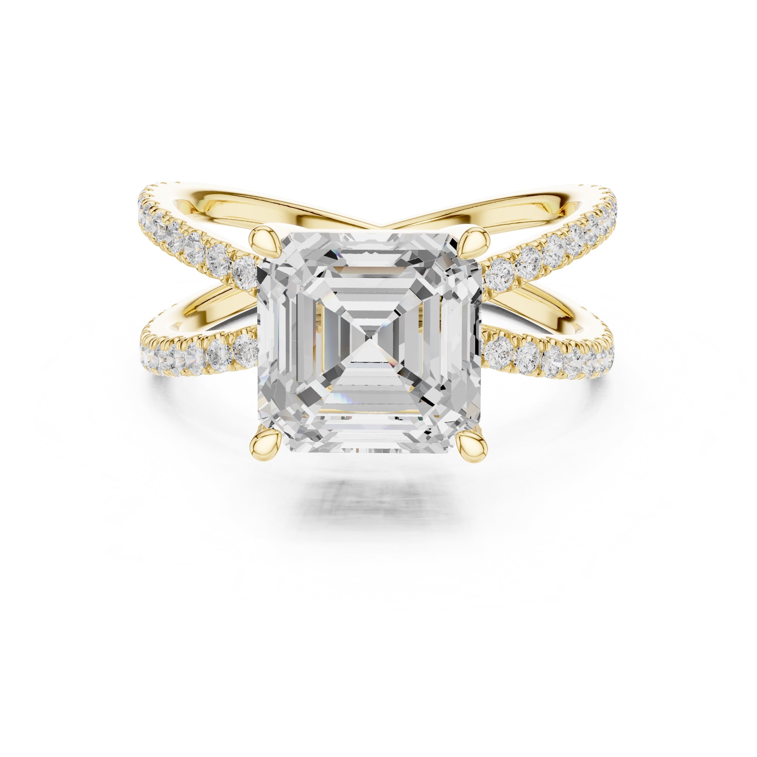 The Entwined Embrace Ring 2.5ct Yellow Gold Asscher
