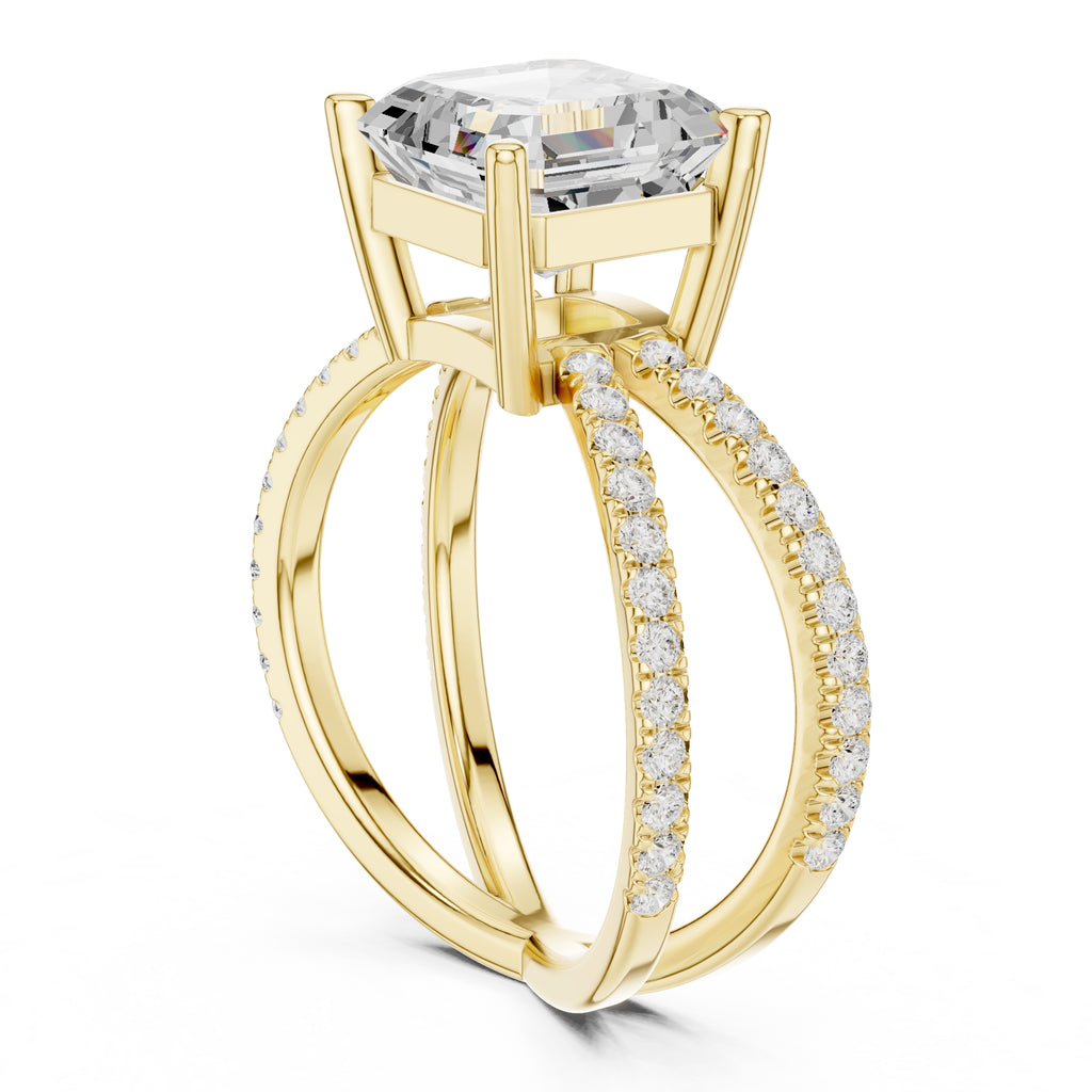 The Entwined Embrace Ring 2.5ct Yellow Gold Asscher