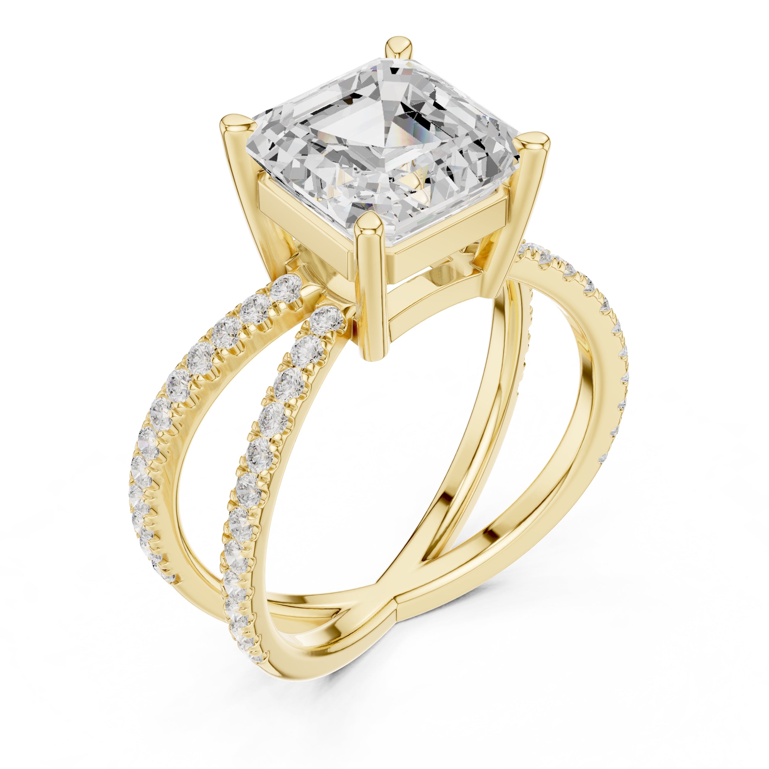 The Entwined Embrace Ring 2.5ct Yellow Gold Asscher