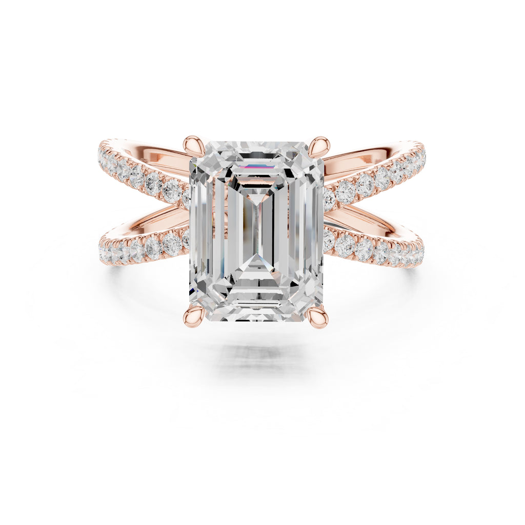 The Entwined Embrace Ring 2.5ct Rose Gold Emerald