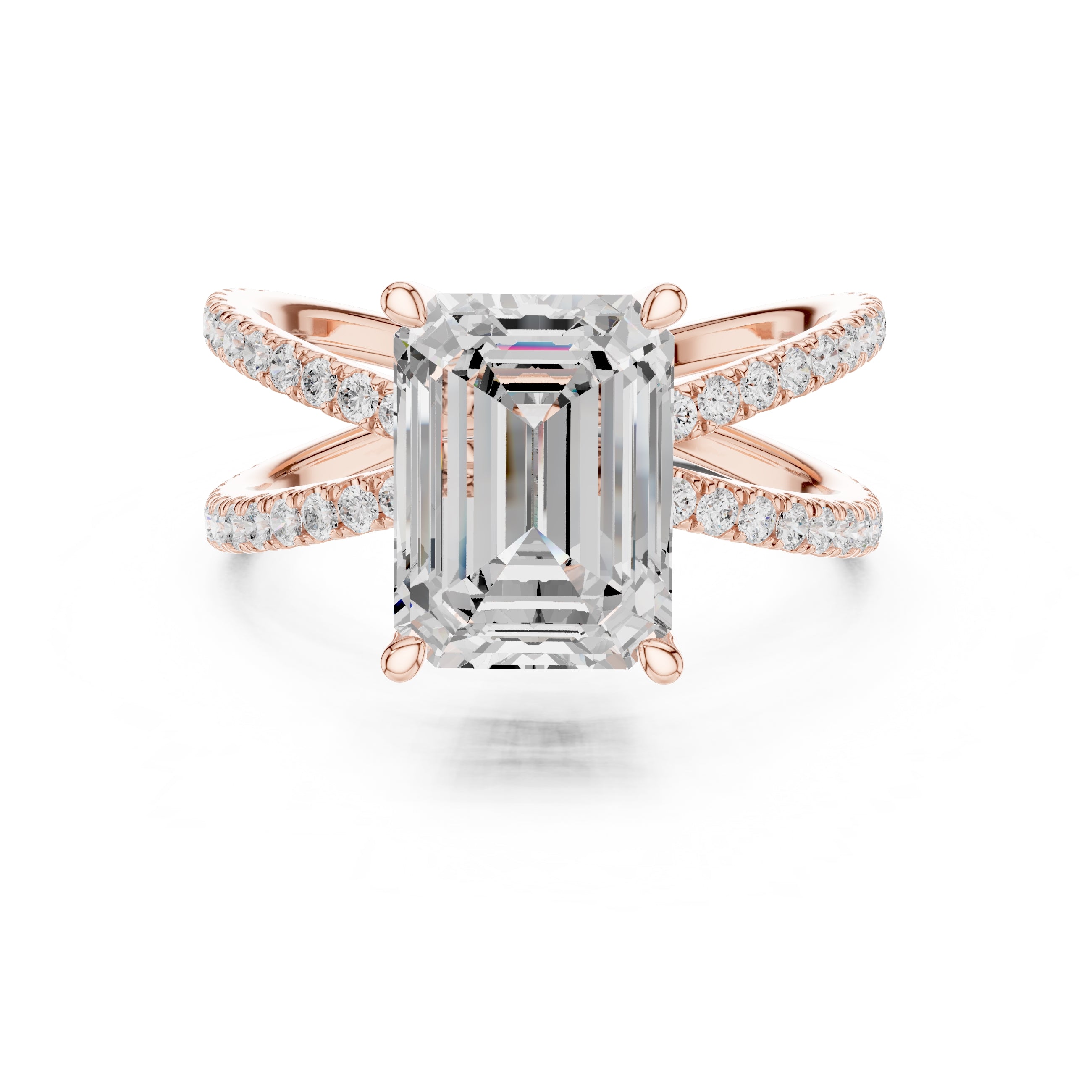 The Entwined Embrace Ring 2.5ct Rose Gold Emerald