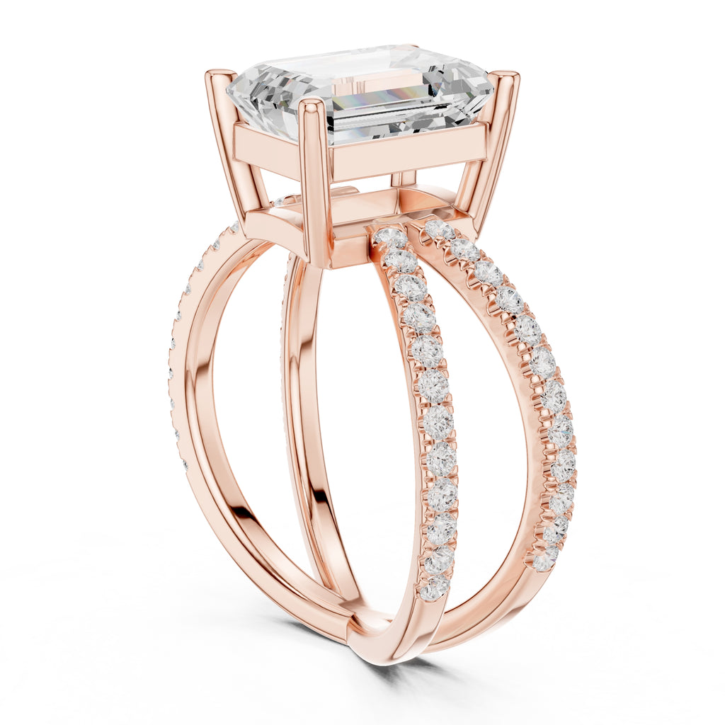 The Entwined Embrace Ring 2.5ct Rose Gold Emerald