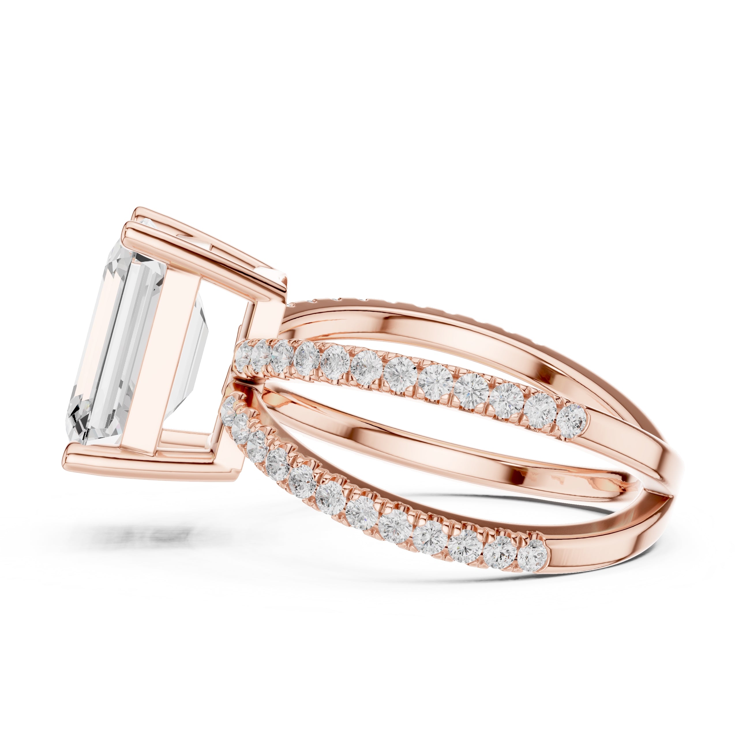 The Entwined Embrace Ring 2.5ct Rose Gold Emerald