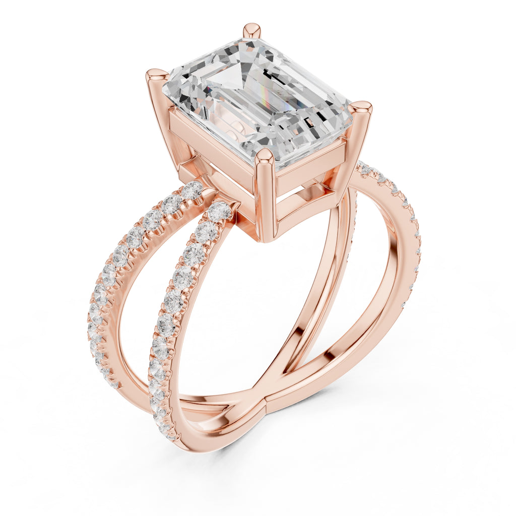 The Entwined Embrace Ring 2.5ct Rose Gold Emerald